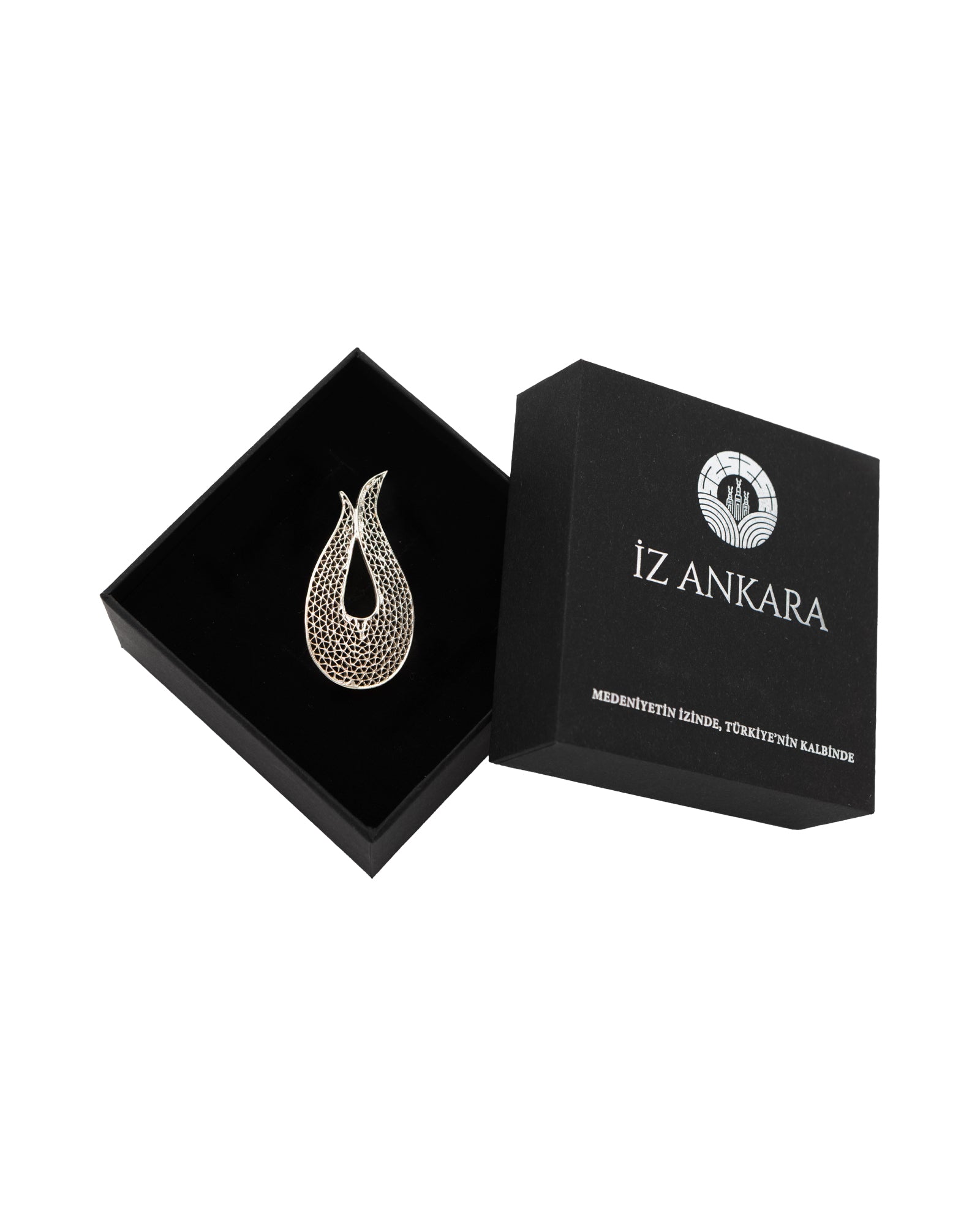 Silver Tulip Shaped Filigree Brooch - 2101 2730