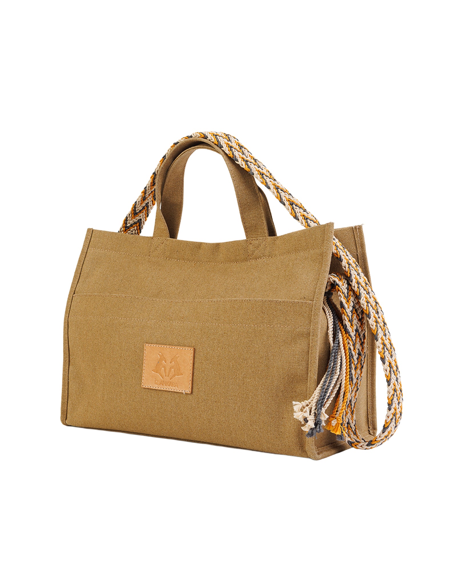 Wayuu Handled Canvas Shoulder Bag - Brown Handled