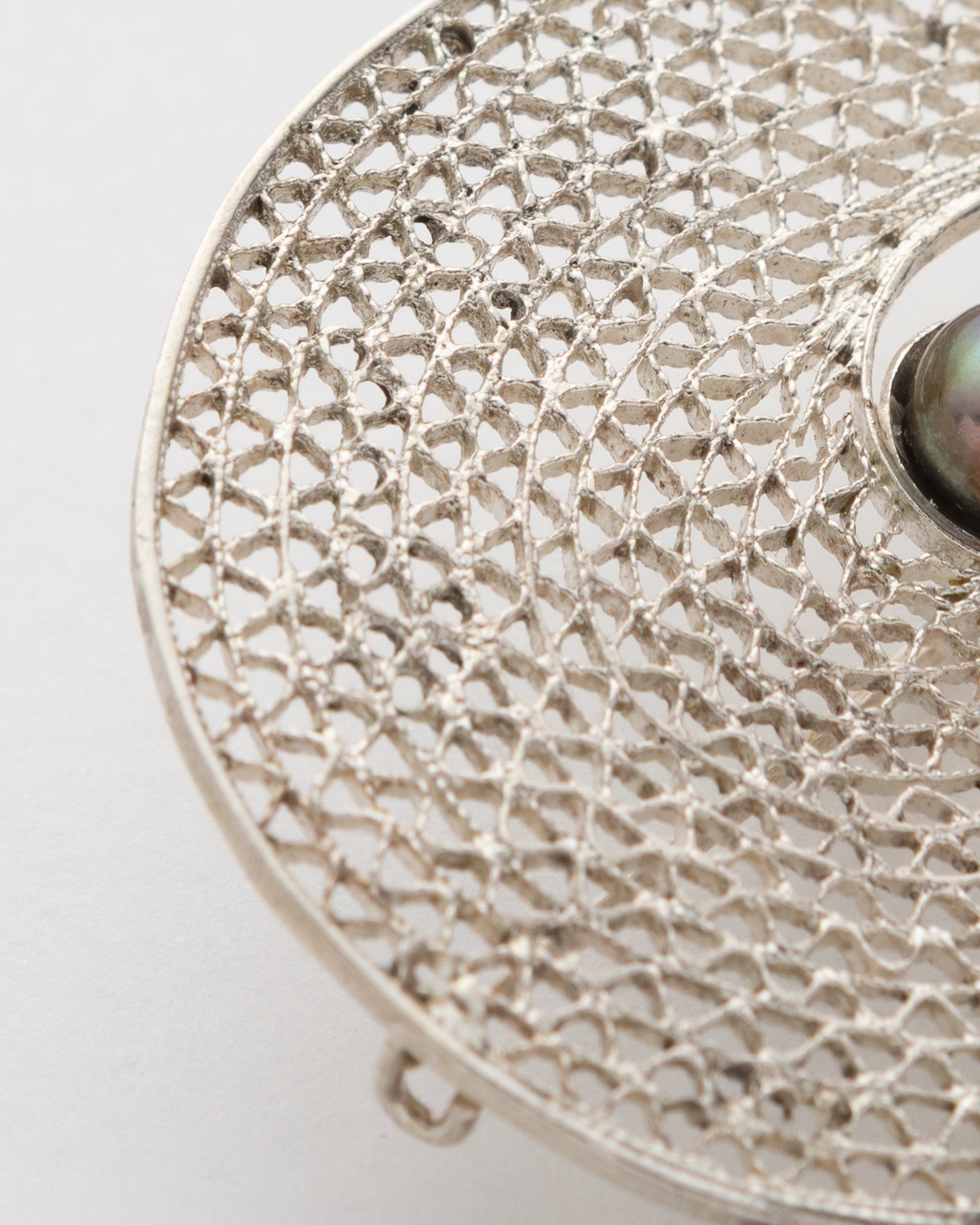 Silver Ball Tulip Shaped Filigree Brooch - 2101 2730