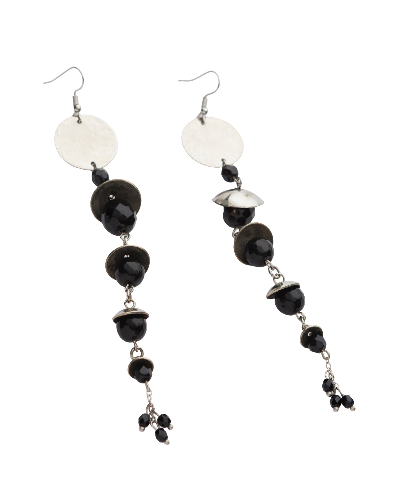 Siyah Kristal Taş Sallantılı Küpe