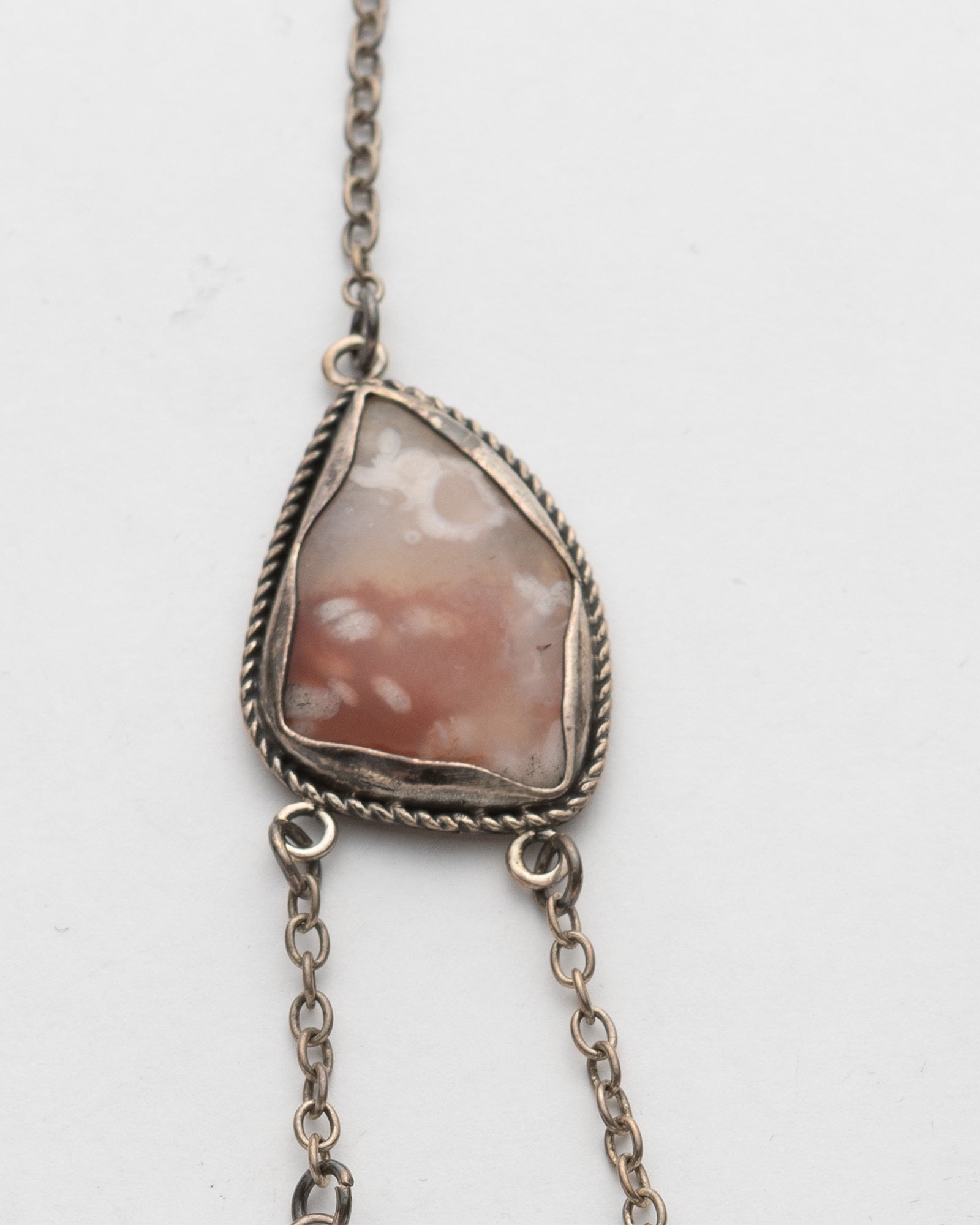 Brown-White Triple Agate Stone Necklace - 2100 7378