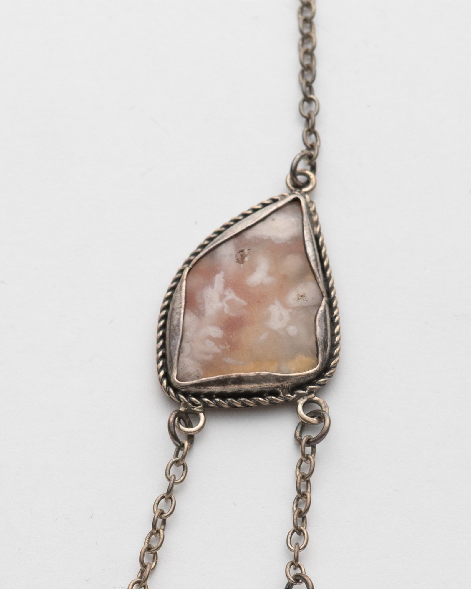 Brown-White Triple Agate Stone Necklace - 2100 7378
