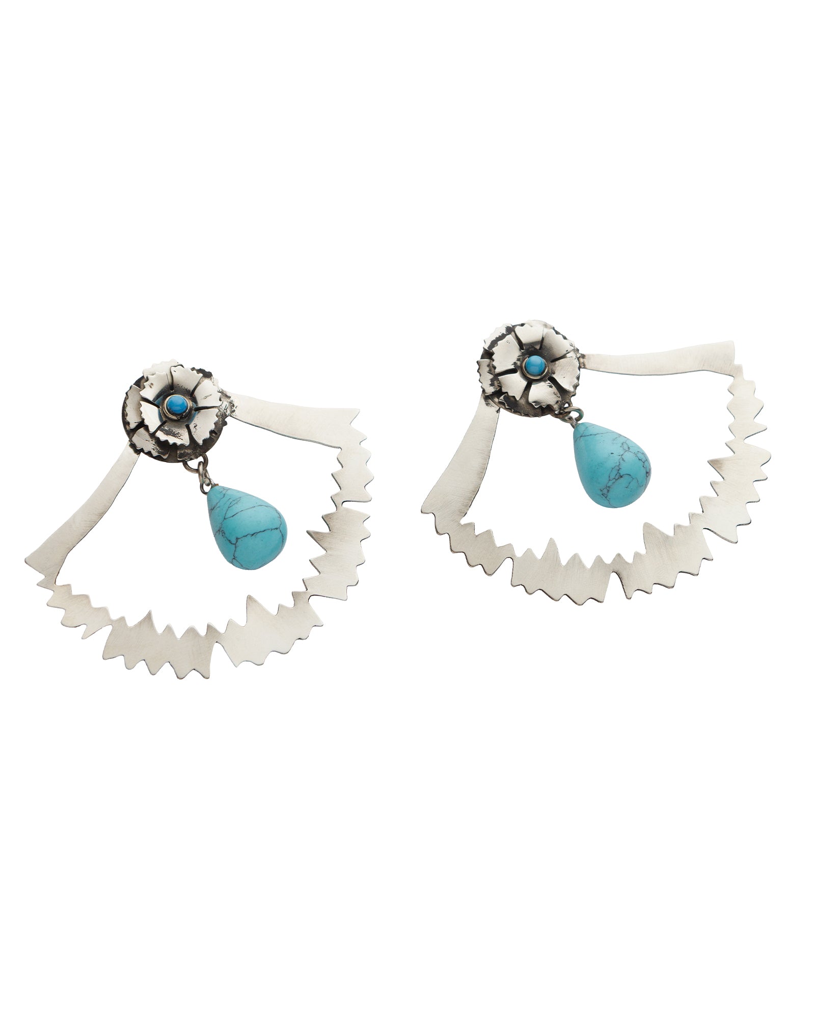 Turkuaz Taşlı Gümüş Küpe Seti