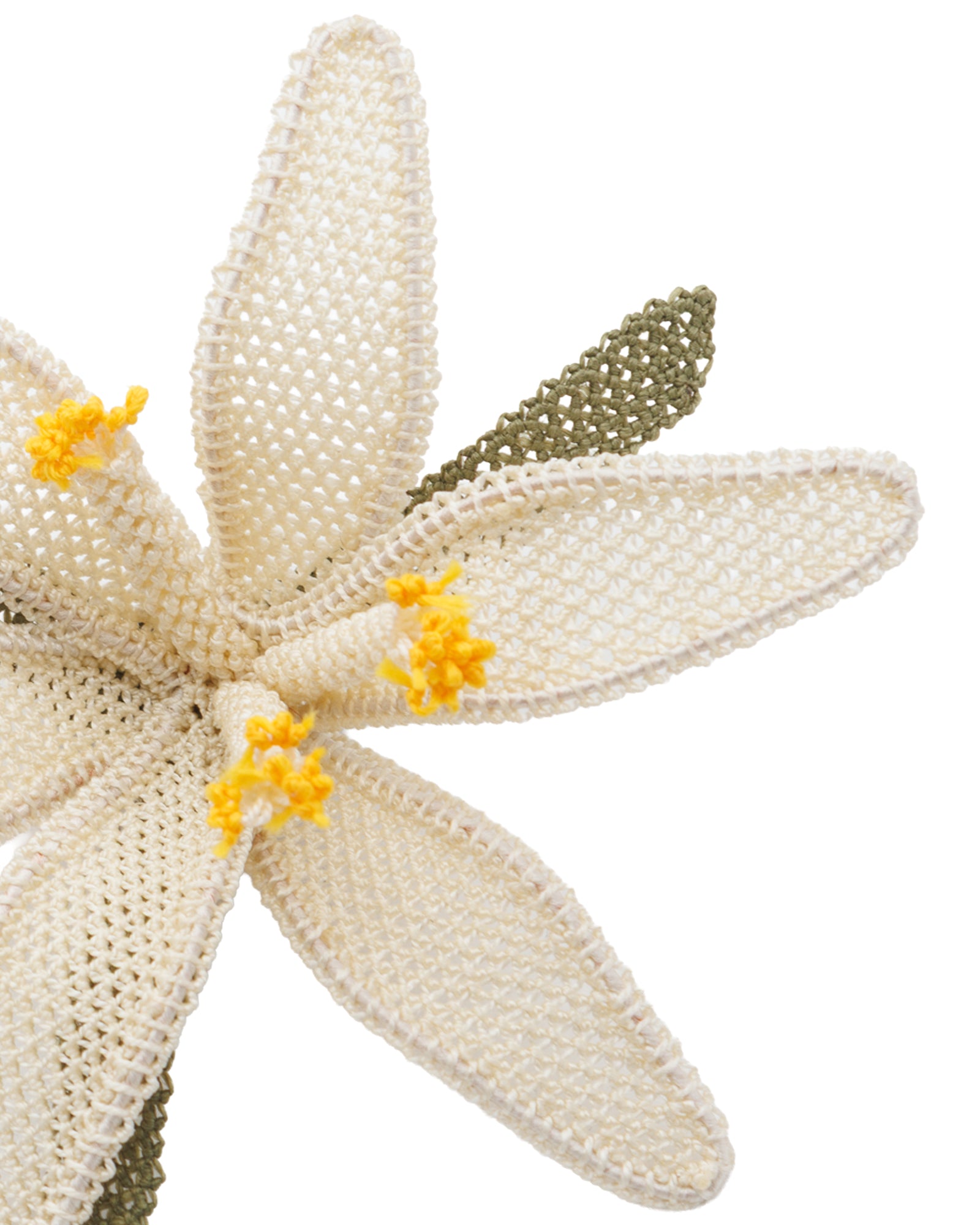 Yellow Lily Motif Needle Lace Brooch - Nallıhan Handcrafted Lace