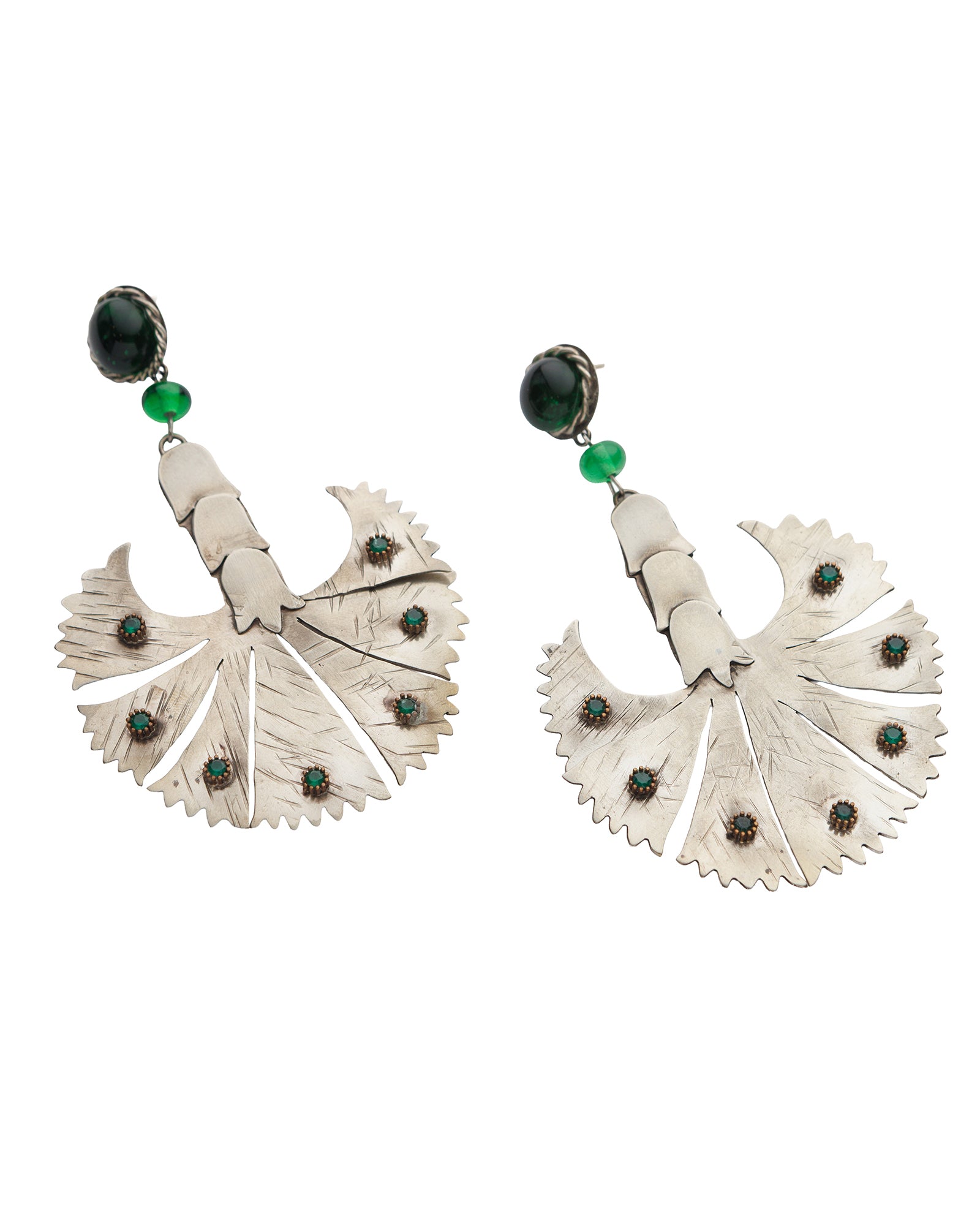 Zümrüt Yeşili Taşlı Küpe Seti