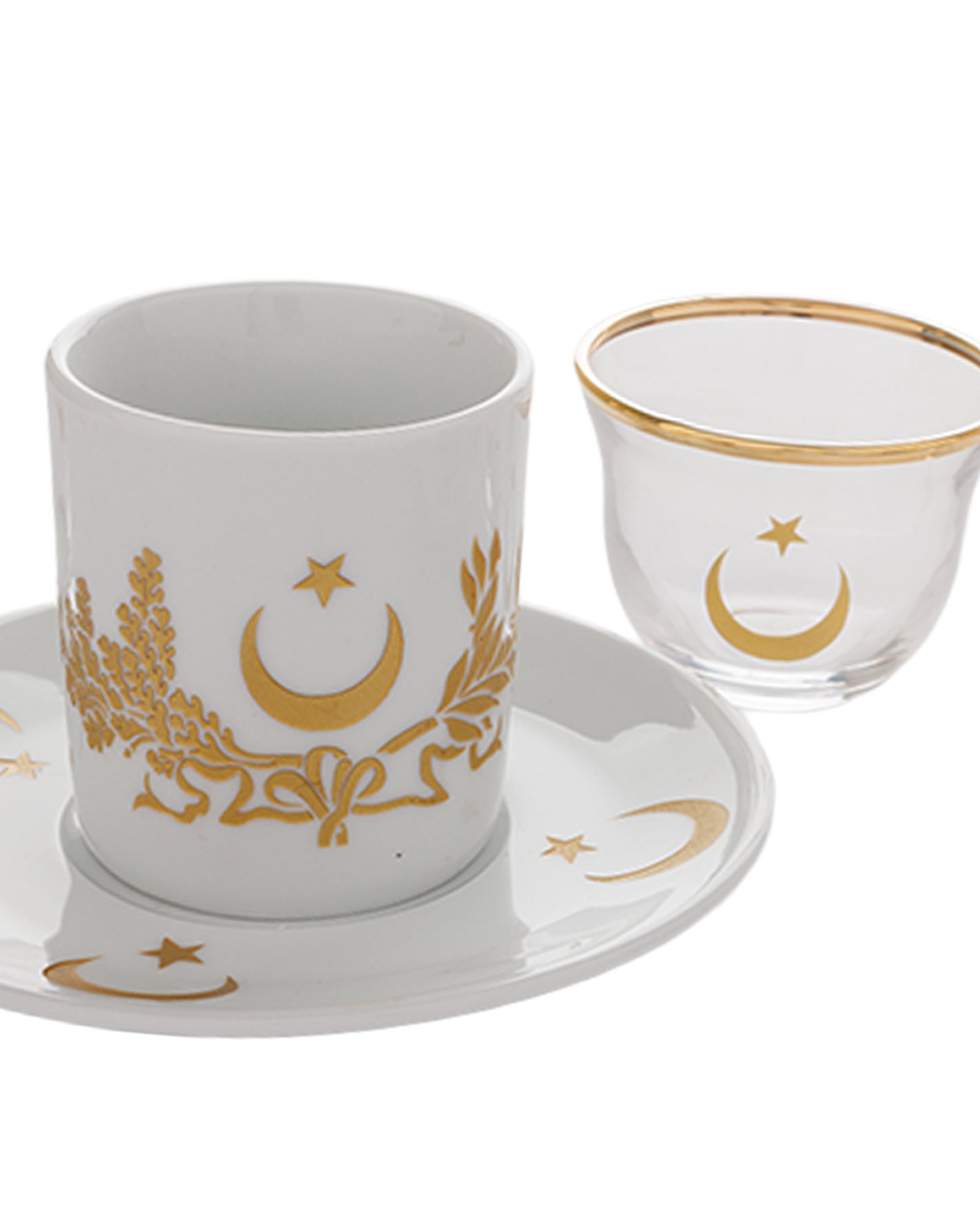 Crescent & Star Turkish Coffee Set & Water Glasses