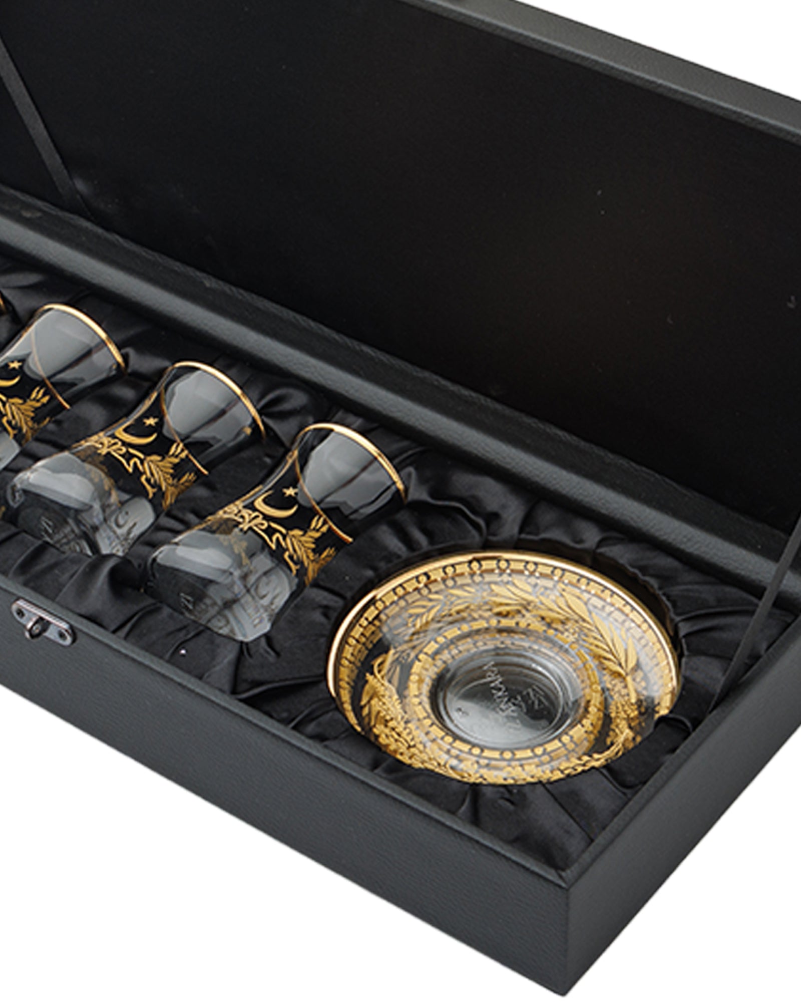 Crescent & Star Botanical Motif Tea Glass Set