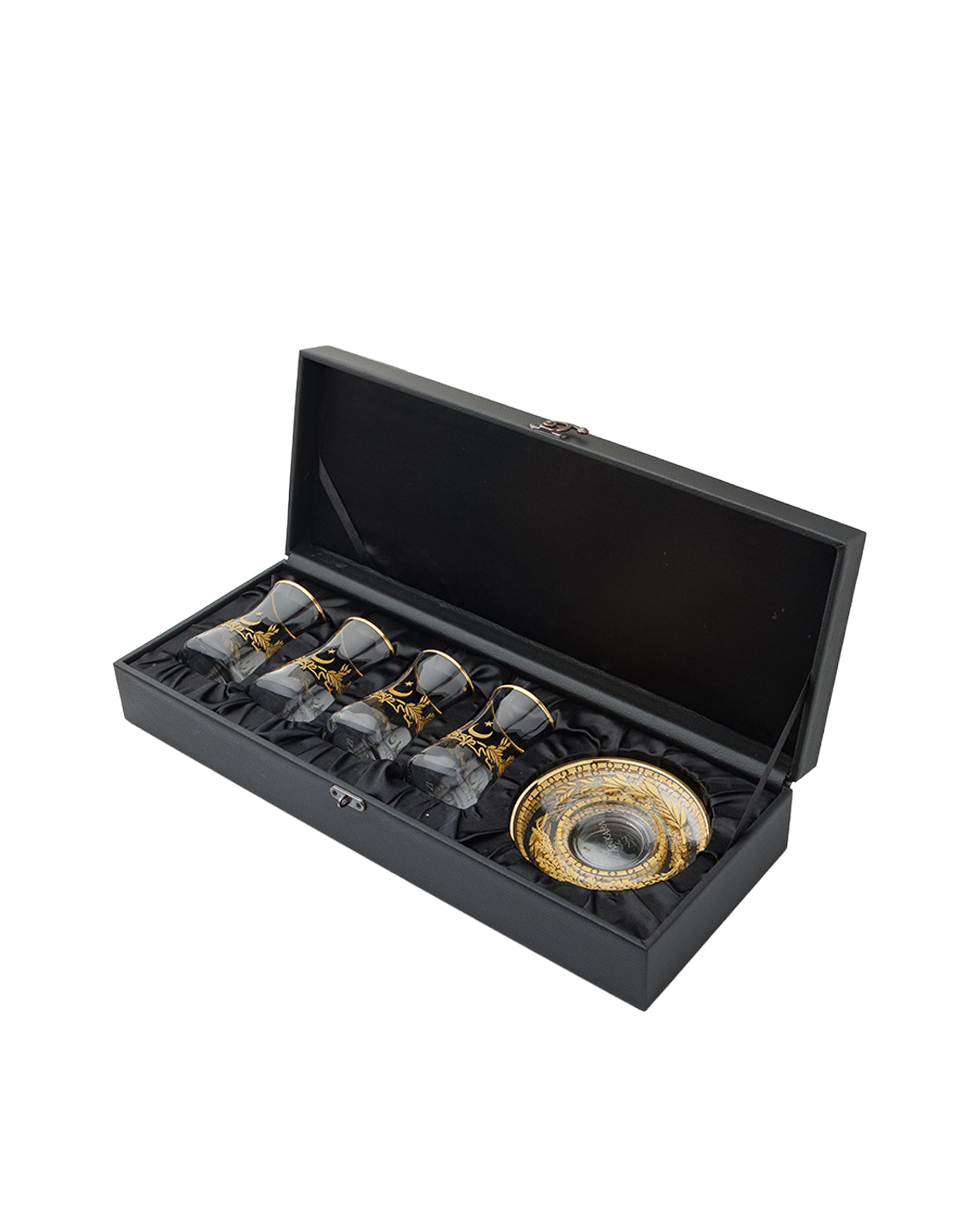 Crescent & Star Botanical Motif Tea Glass Set