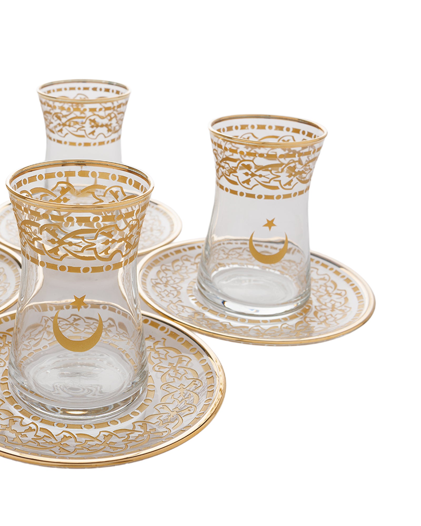 Crescent & Star Geometric Pattern Tea Glass Set