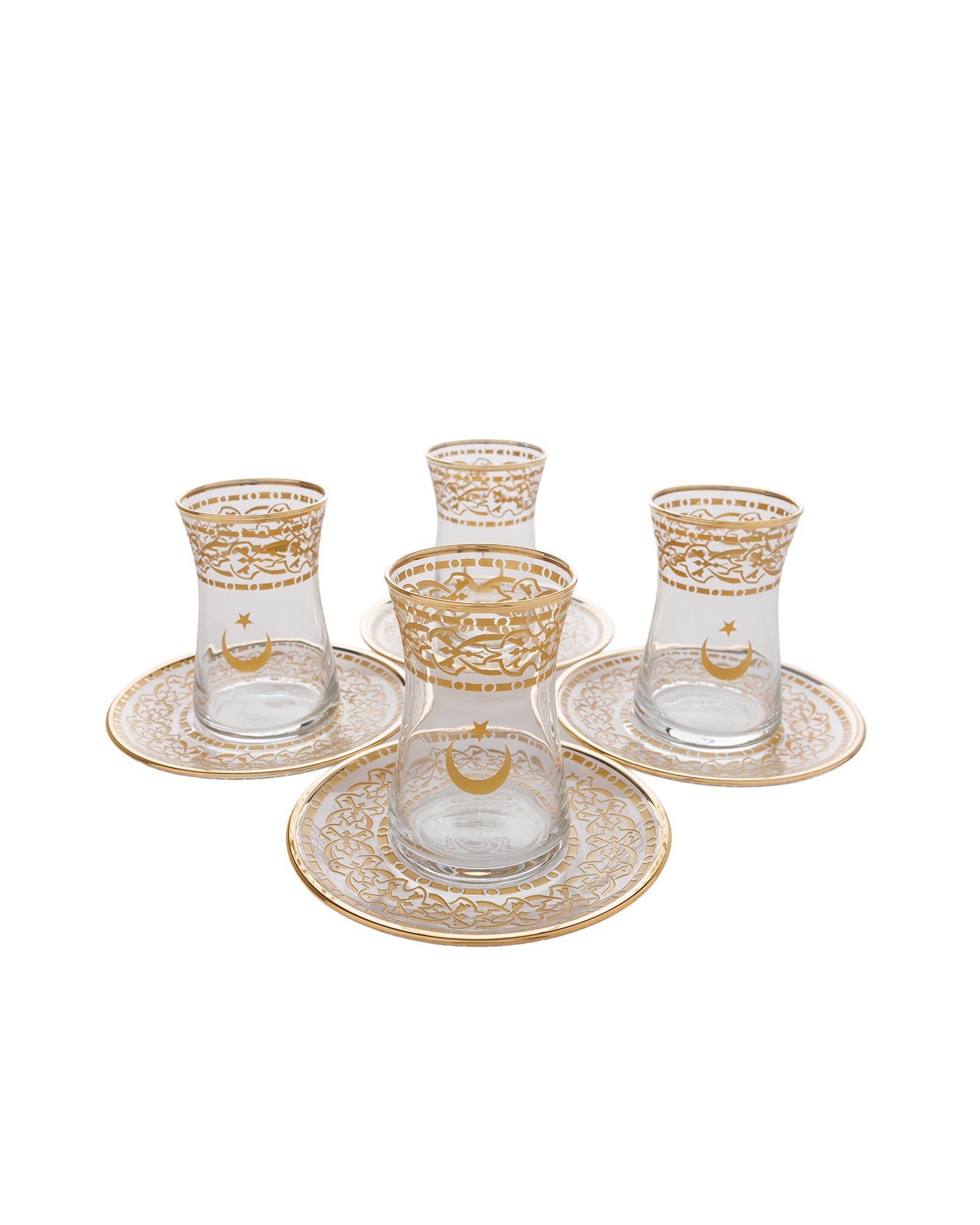 Crescent & Star Geometric Pattern Tea Glass Set