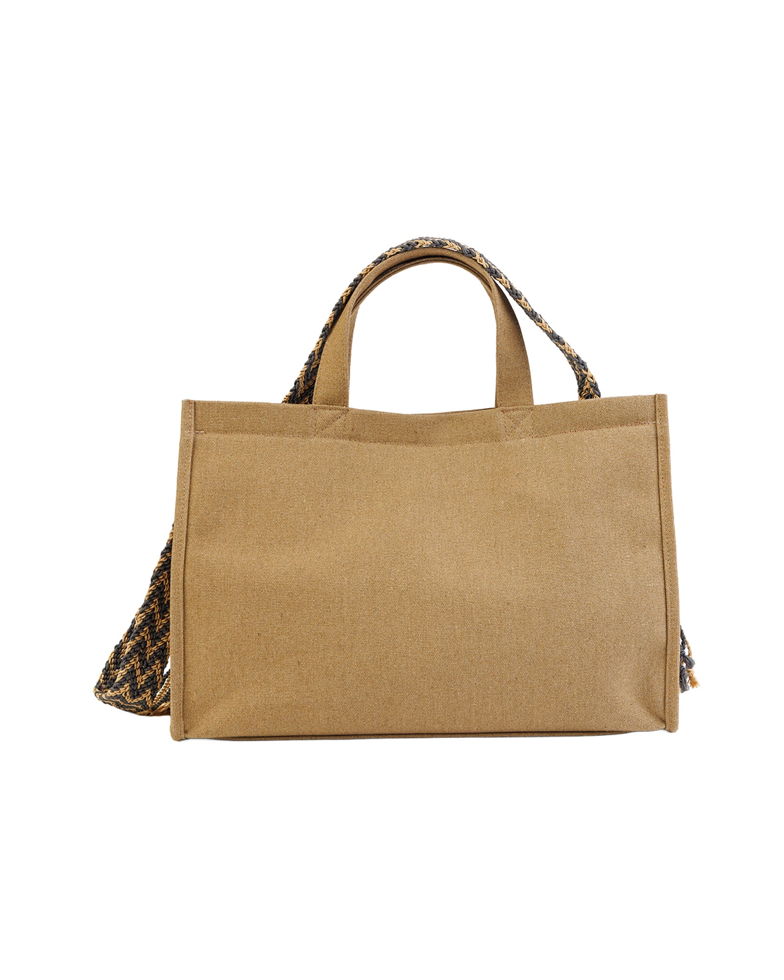 Wayuu Handled Canvas Shoulder Bag - Black Handled