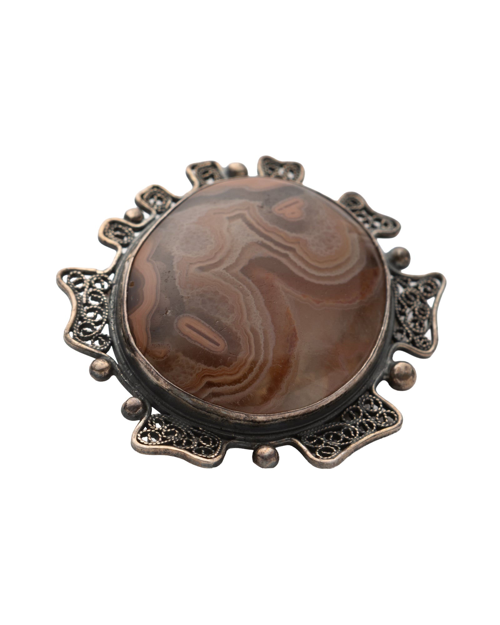 Red Round Agate Brooch - 2100 7033