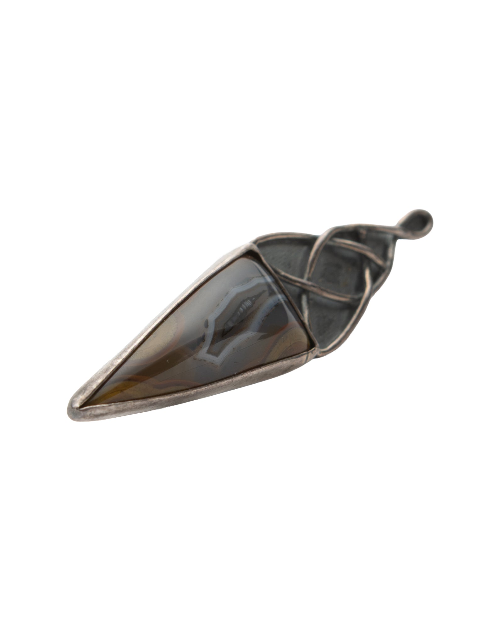 Brown Triangle Shaped Agate Brooch - 2100 7118
