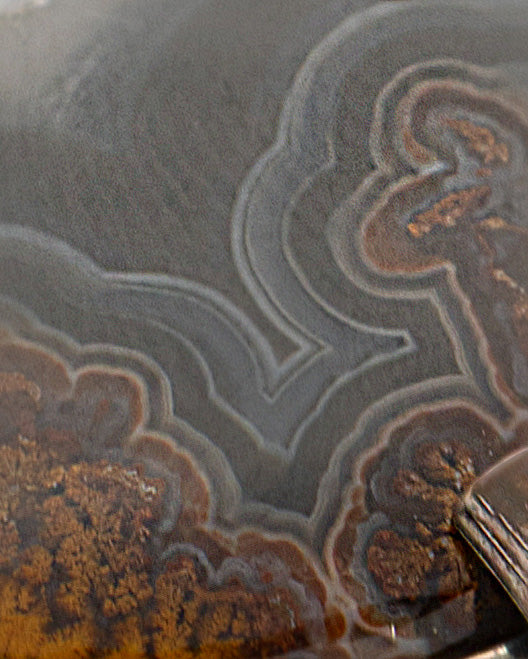 Brown-Grey Crescent and Round Agate Stone Necklace - 2100 7538