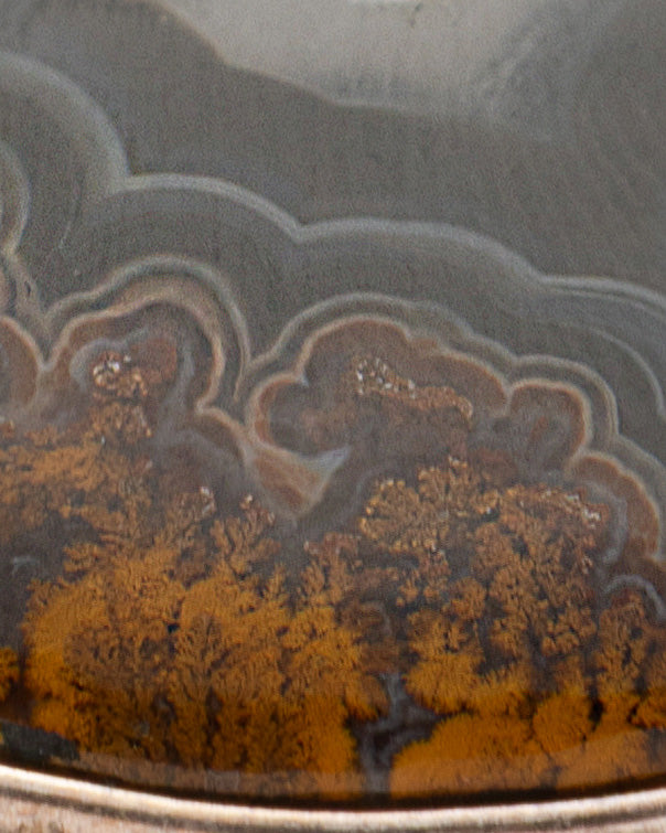 Brown-Grey Crescent and Round Agate Stone Necklace - 2100 7538