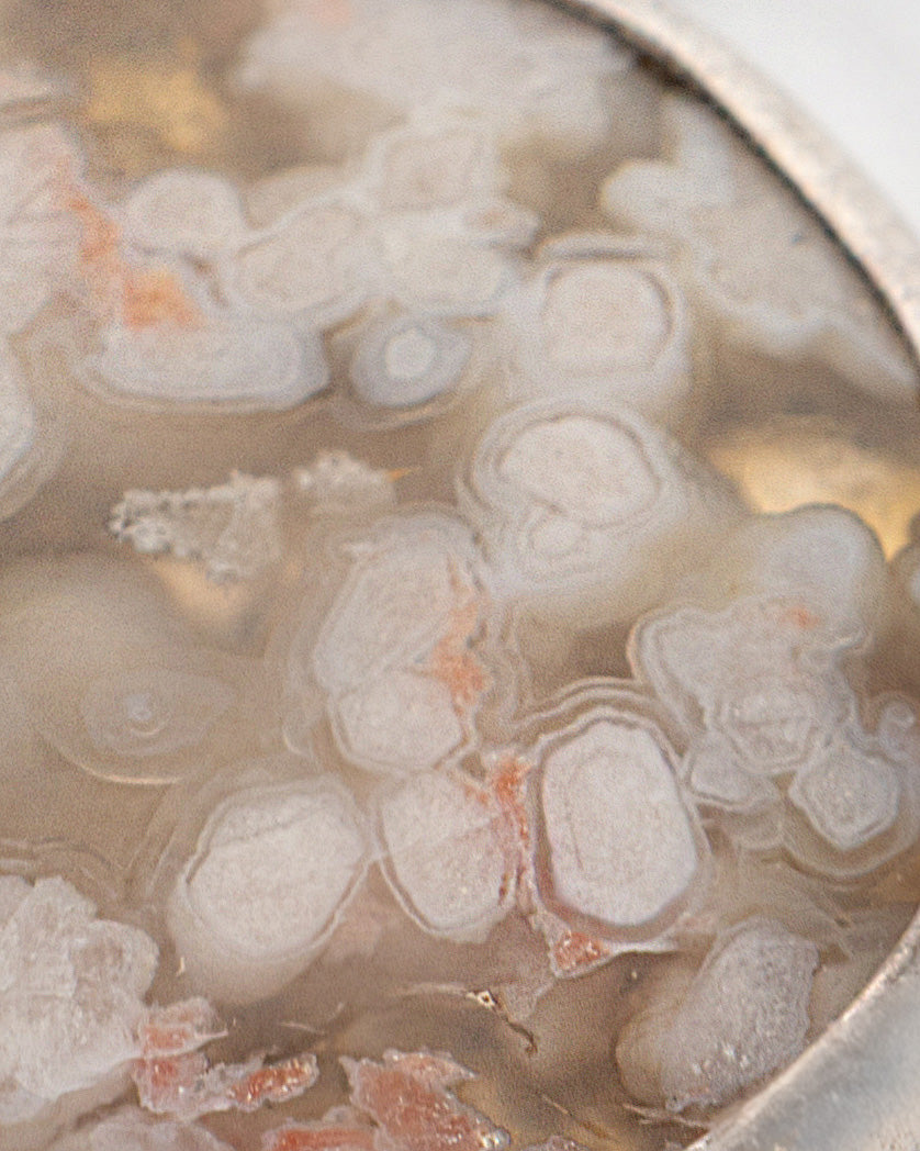 White-Brown Oval and Round Shaped Agate Stone Necklace - 2100 7453