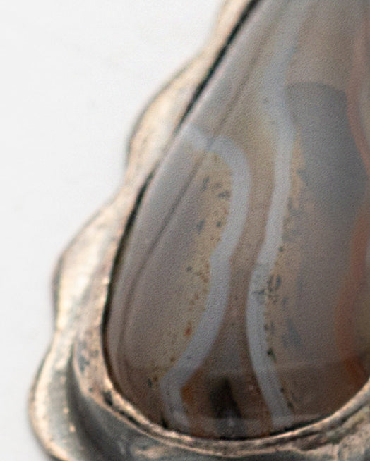 Brown-Gray Mixed-Shape Agate Necklace, Ring and Earring Set - 2100 7361