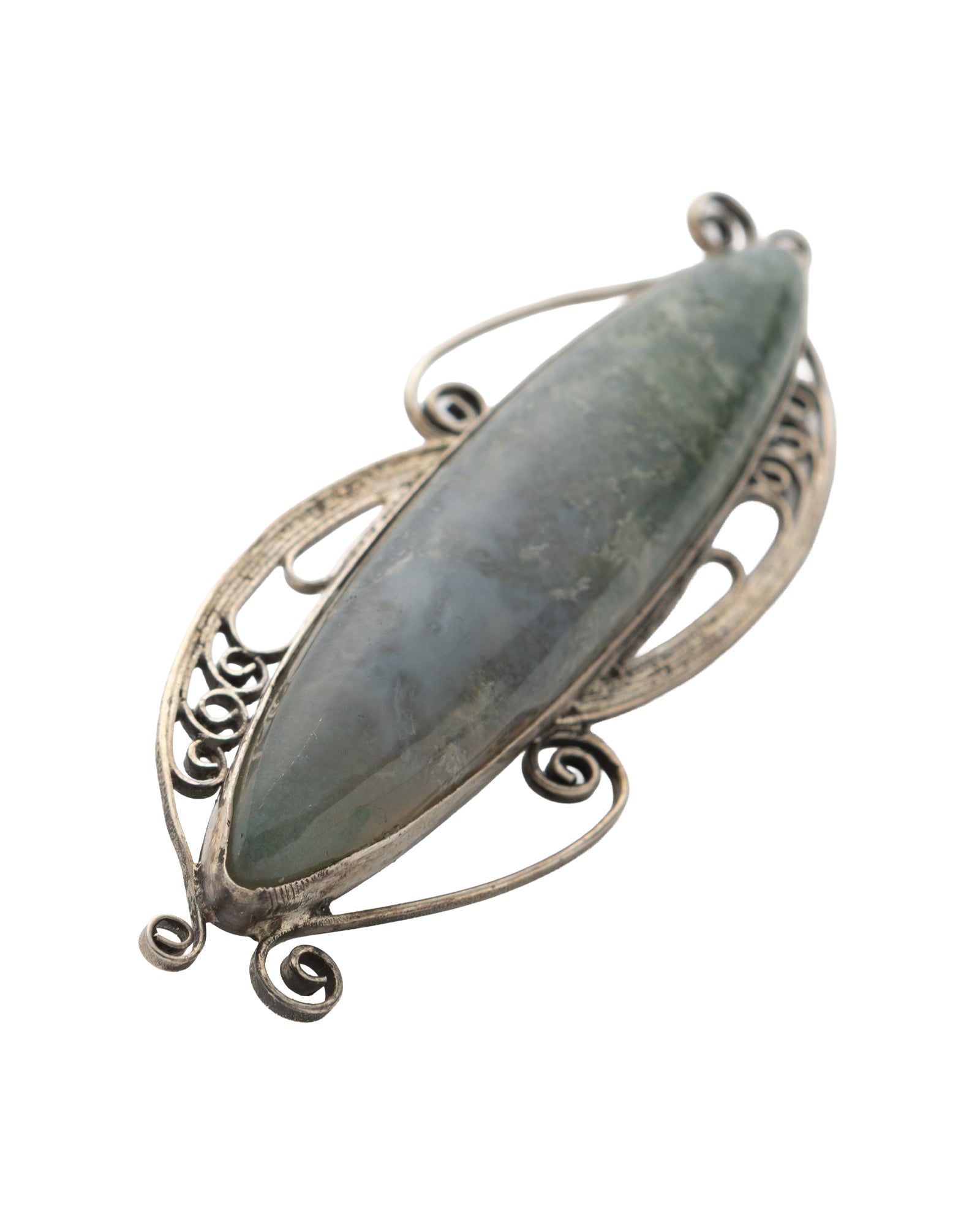 Green-Gray Long Agate Brooch - 2101 1931