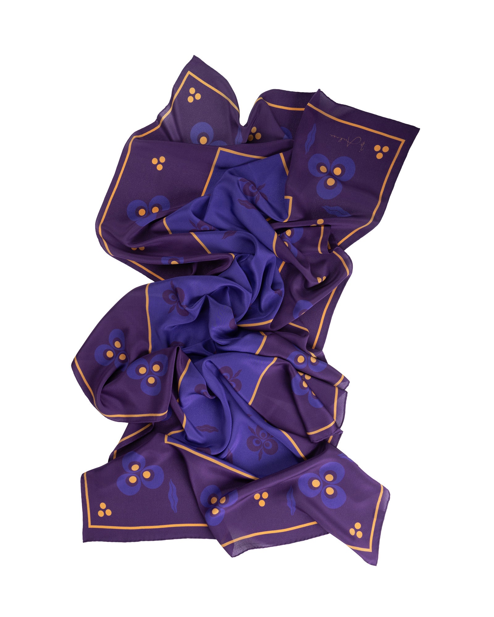 Çintemani Patterned Silk Shawl | Purple - Blue