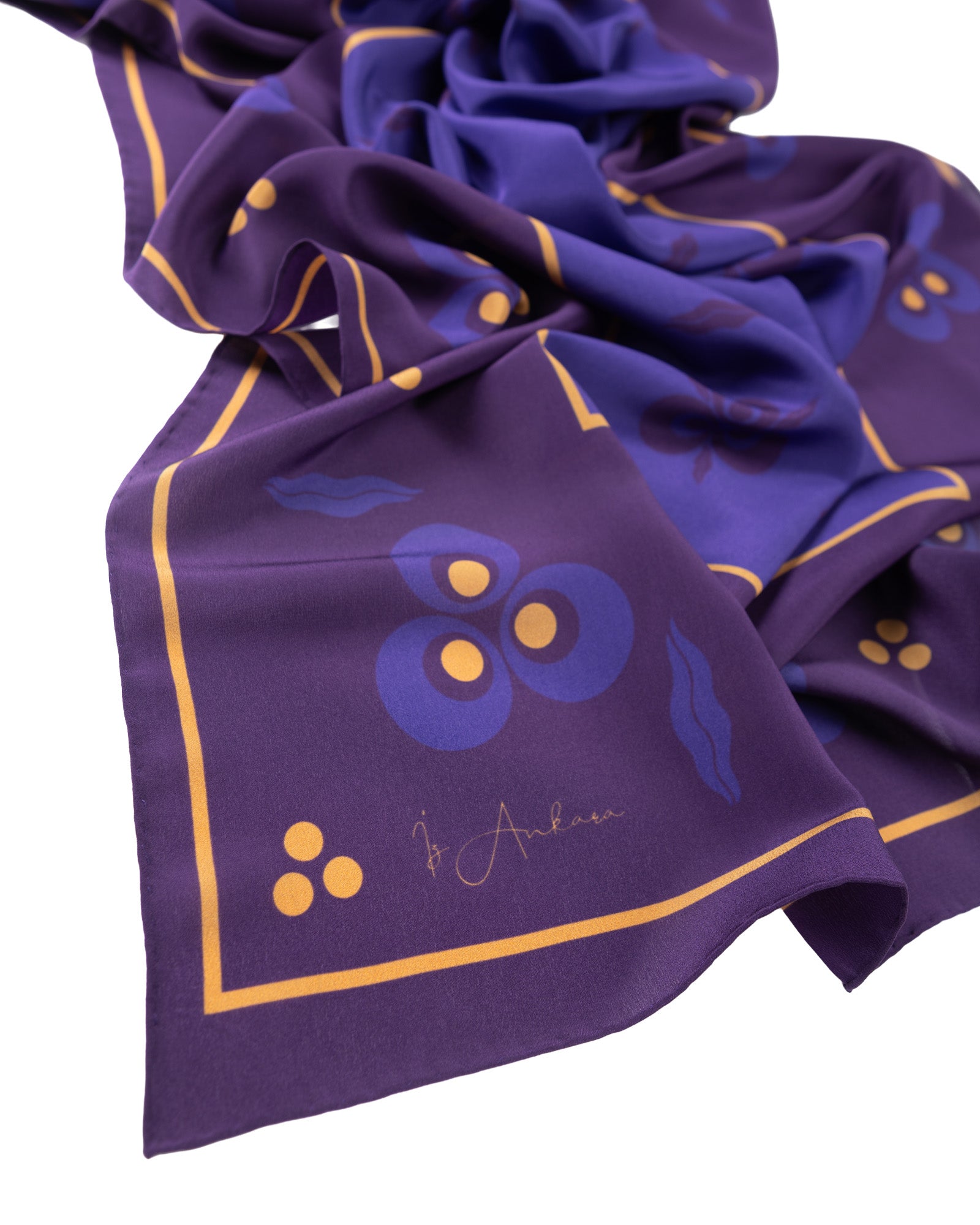 Çintemani Patterned Silk Shawl | Purple - Blue