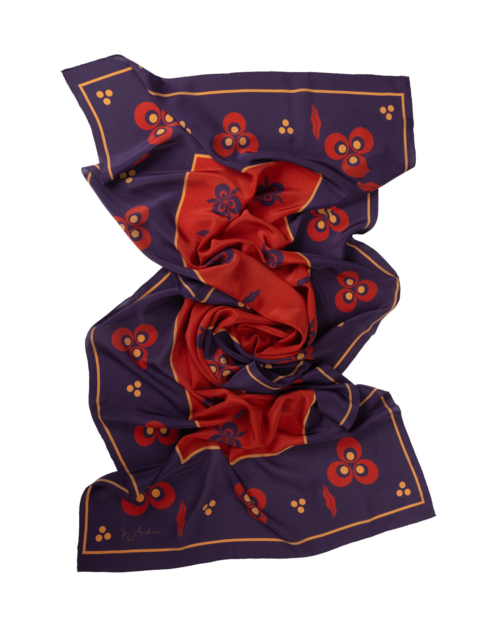 Çintemani Patterned Silk Shawl | Purple - Red