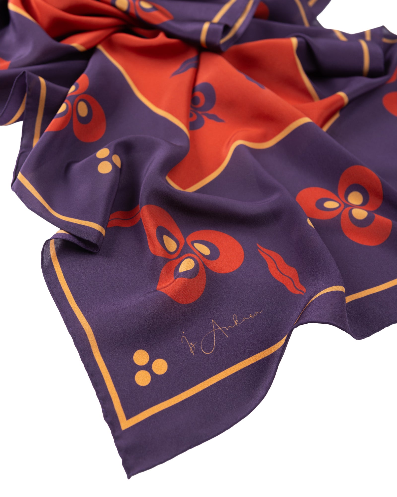 Çintemani Patterned Silk Shawl | Purple - Red