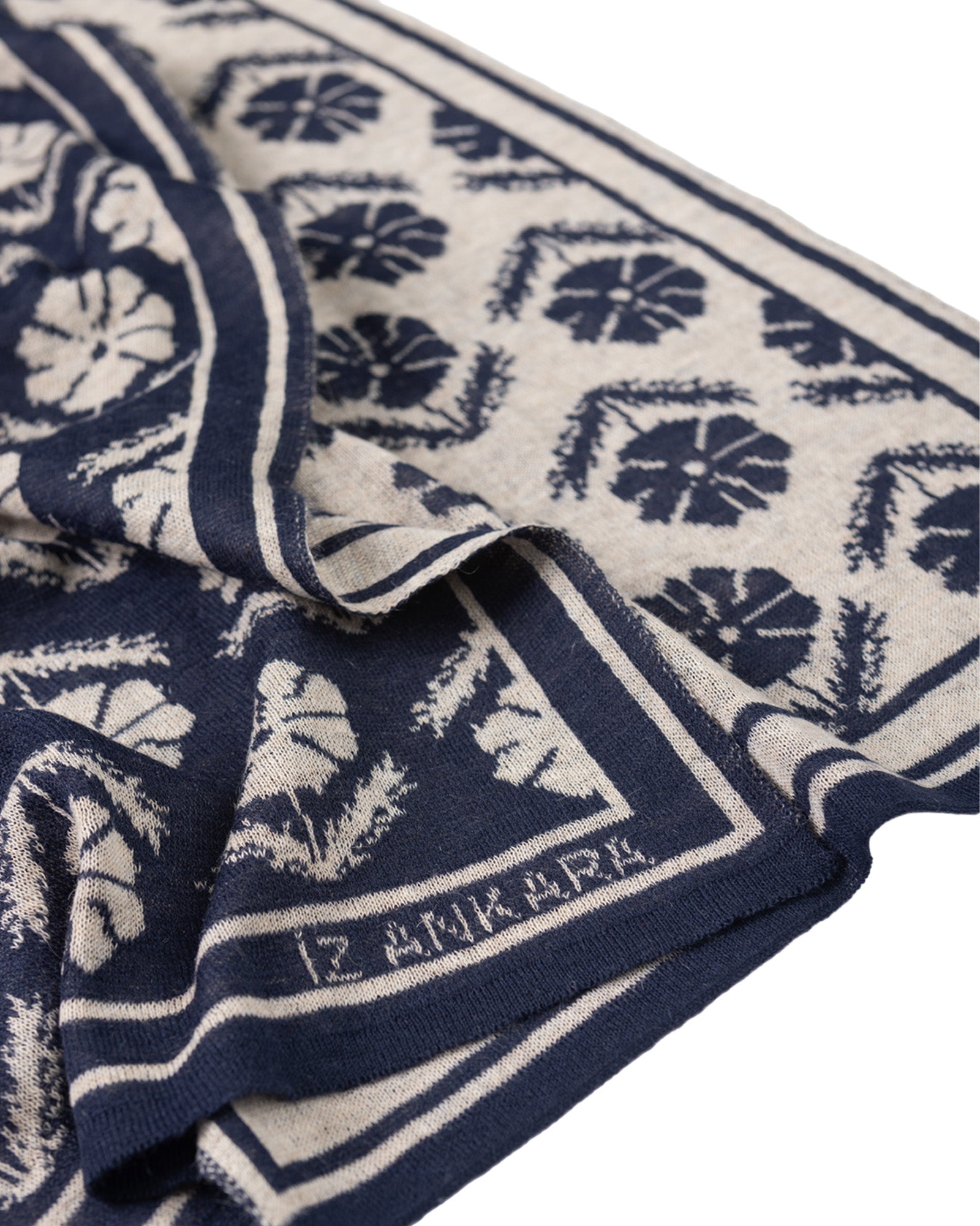 Flower of Love Mohair Scarf | Navy