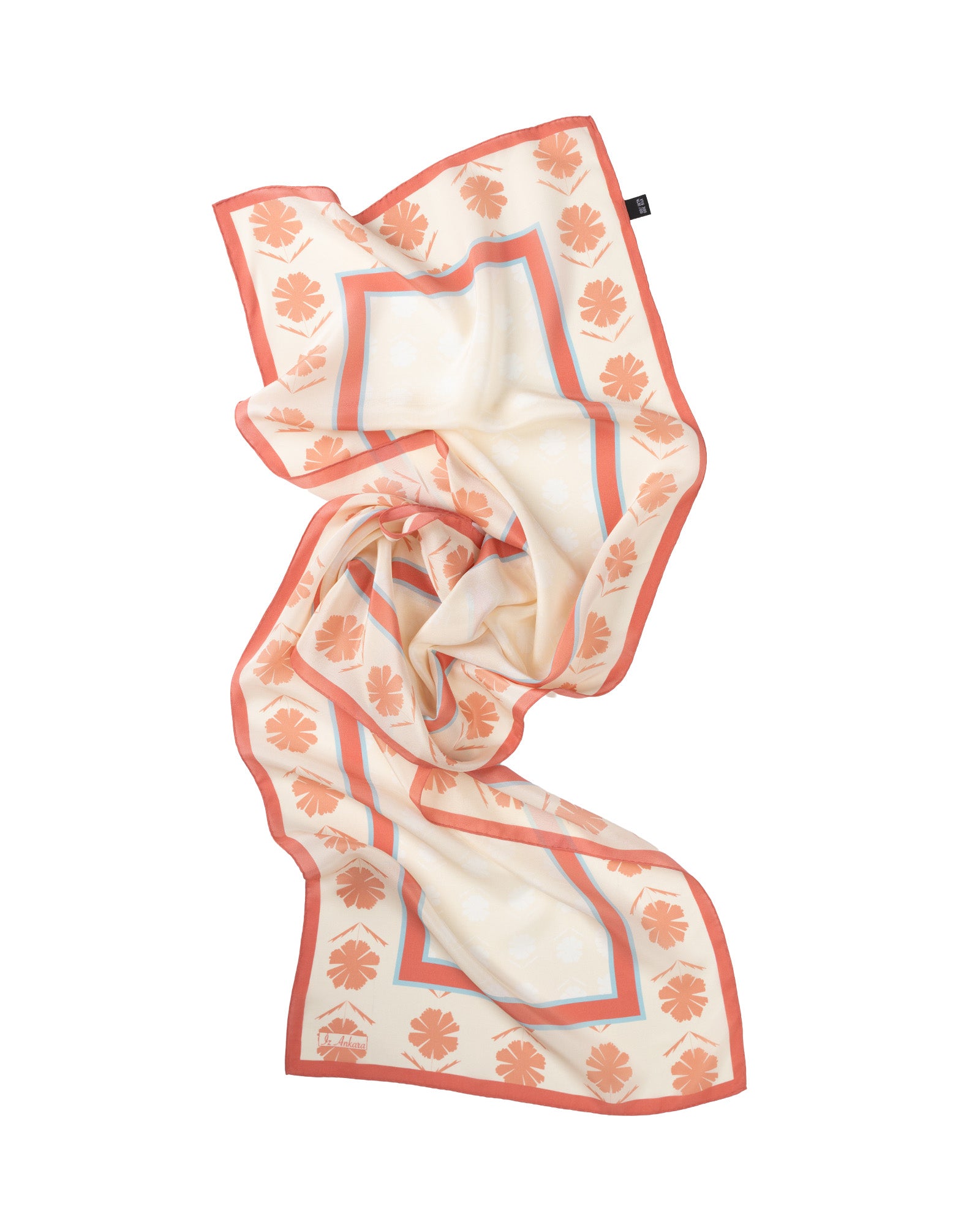 Flower of Love Patterned Silk Scarf | Orange & Rose