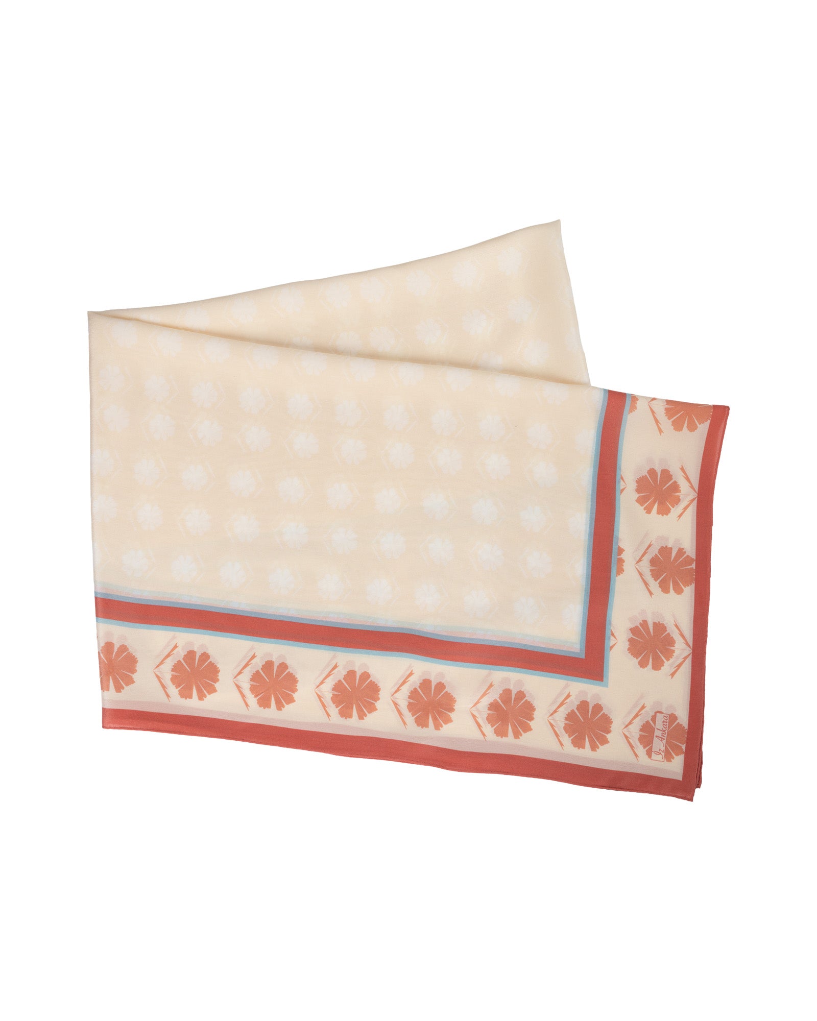 Flower of Love Patterned Silk Shawl | Orange & Rose