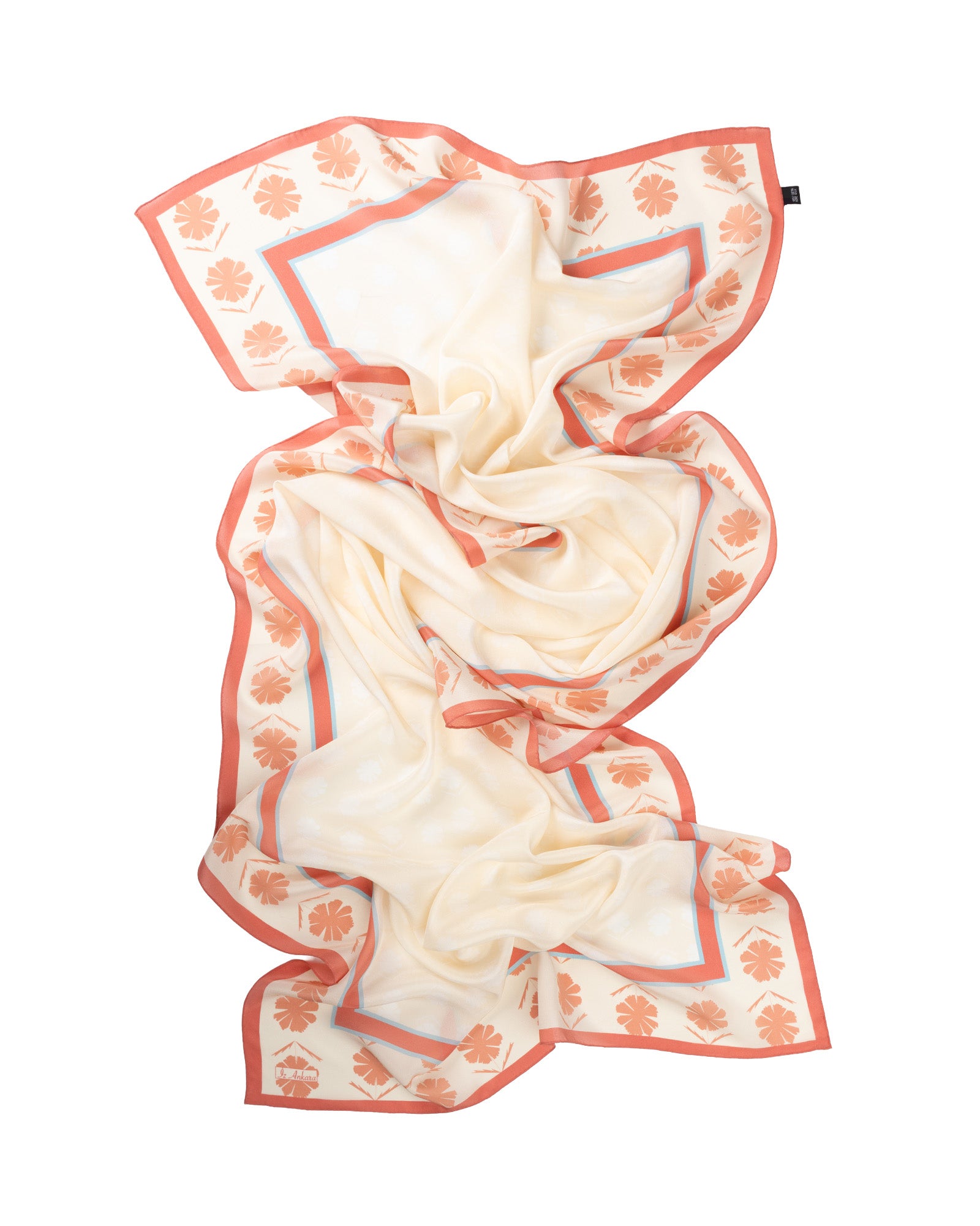 Flower of Love Patterned Silk Shawl | Orange & Rose