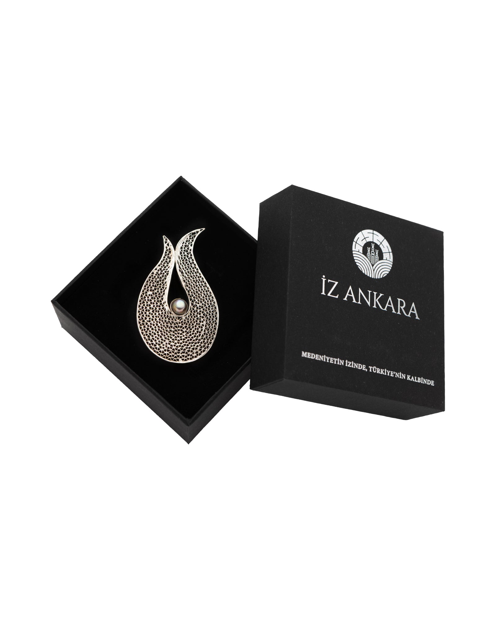 Silver Ball Tulip Shaped Filigree Brooch - 2101 2730