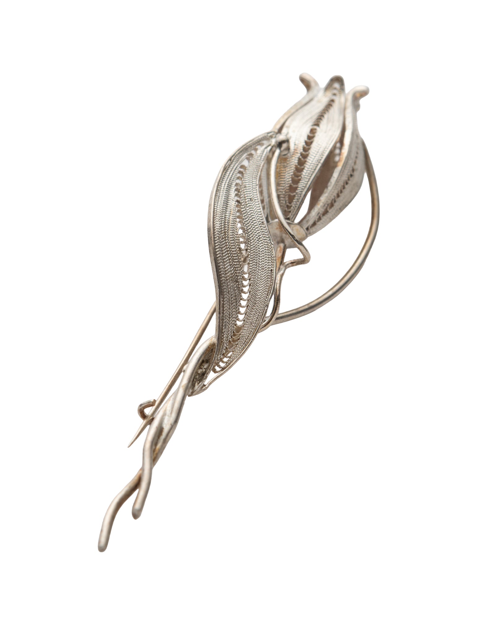 Silver Three-Dimensional Tulip Shaped Filigree Brooch - 2101 2761