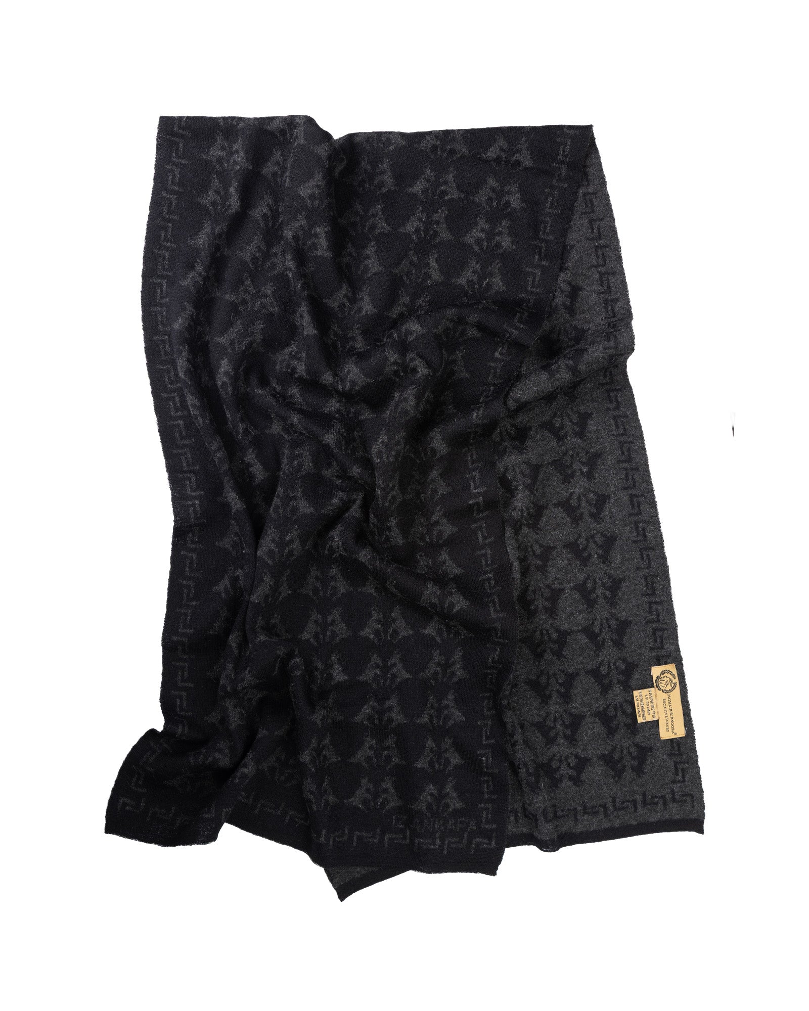 Mohair Scarf with Ankara Goat Symbol | Black