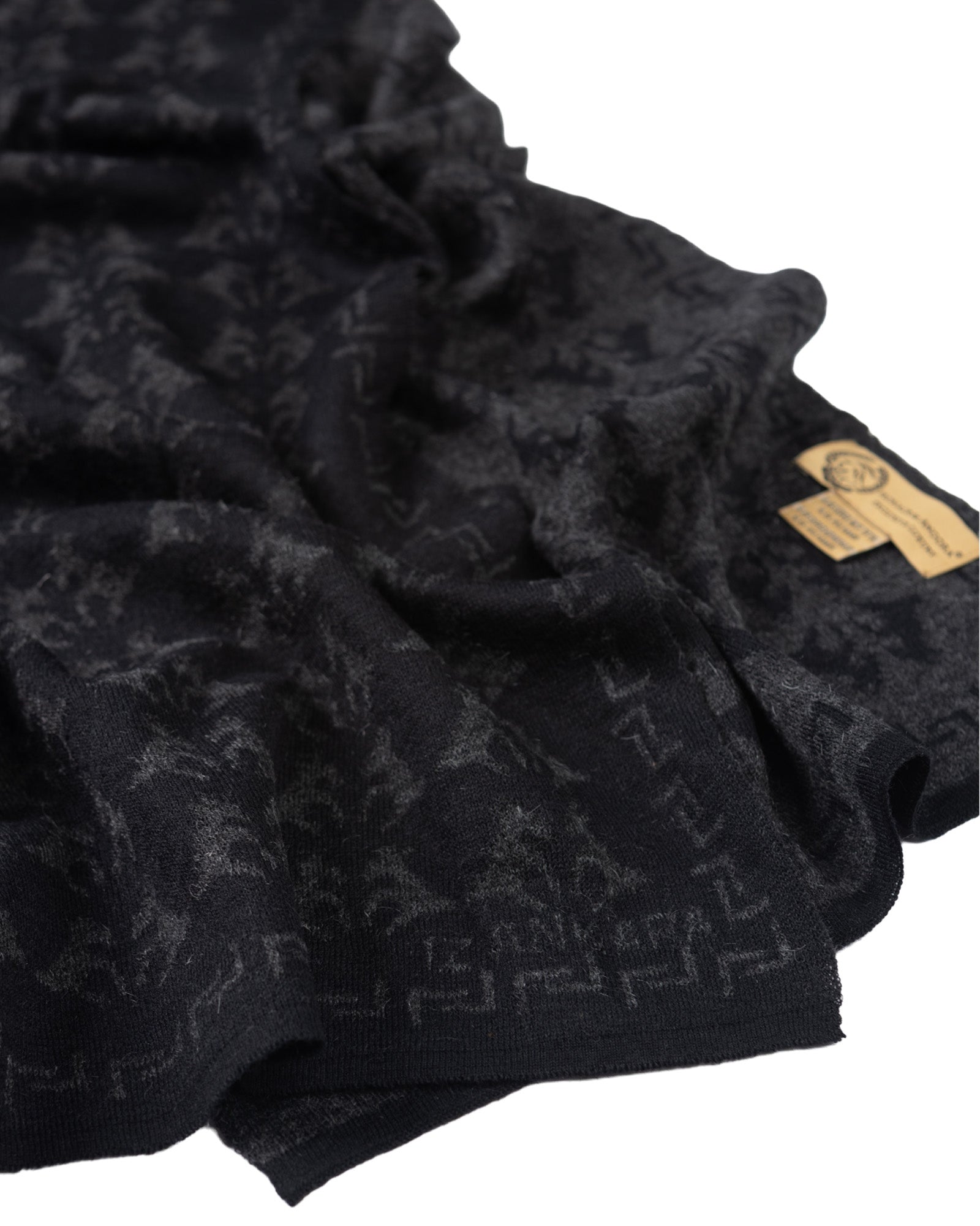 Mohair Scarf with Ankara Goat Symbol | Black