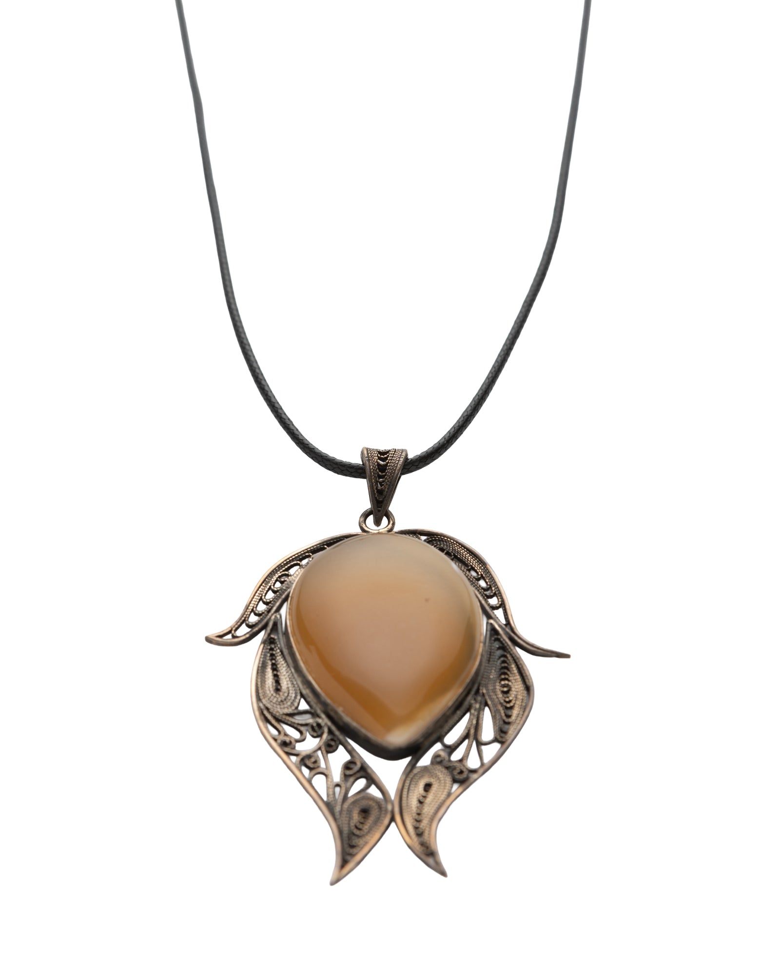 Yellow Teardrop Agate Necklace - 2100 7903