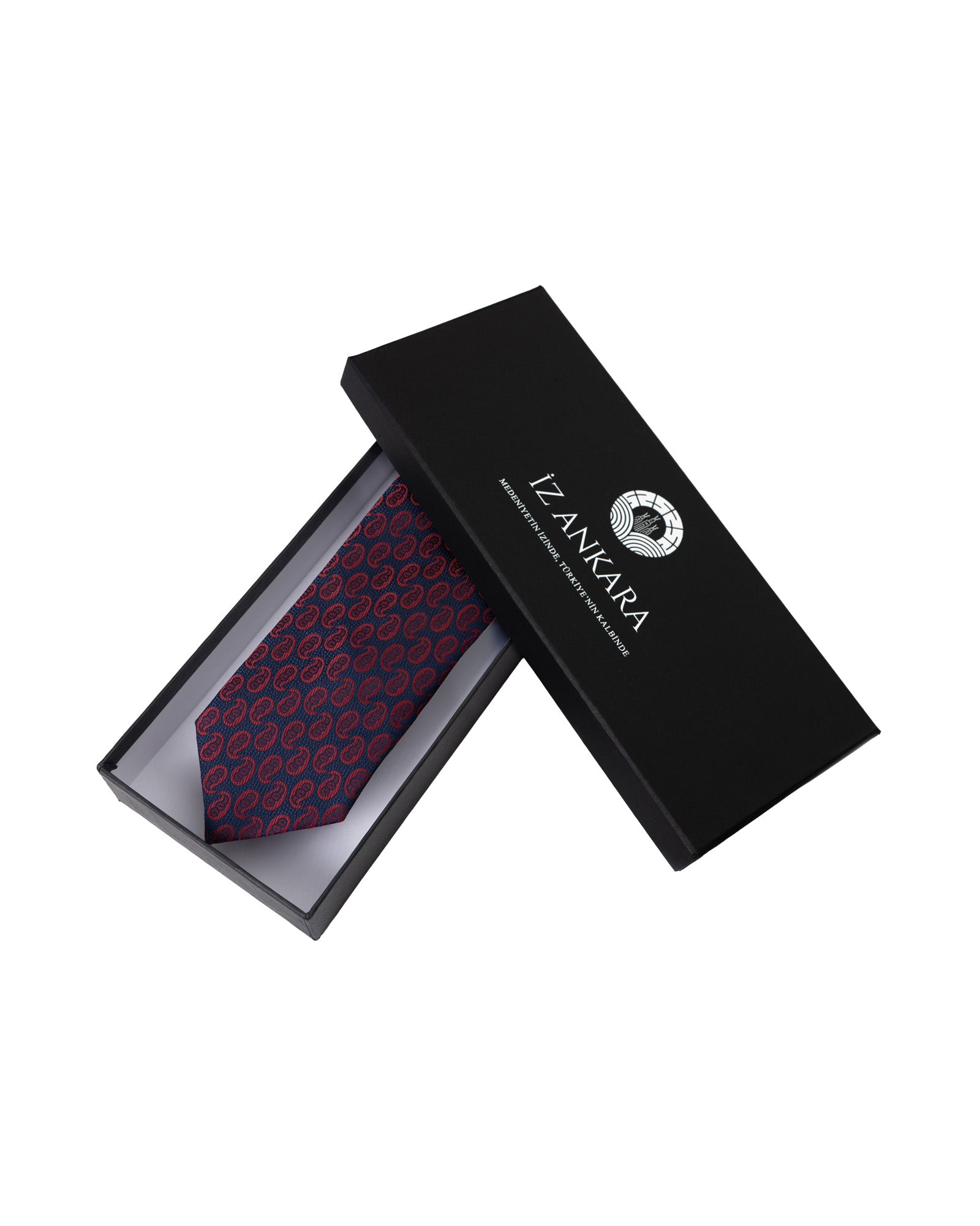 Shawl Pattern Silk Tie | Red - Navy