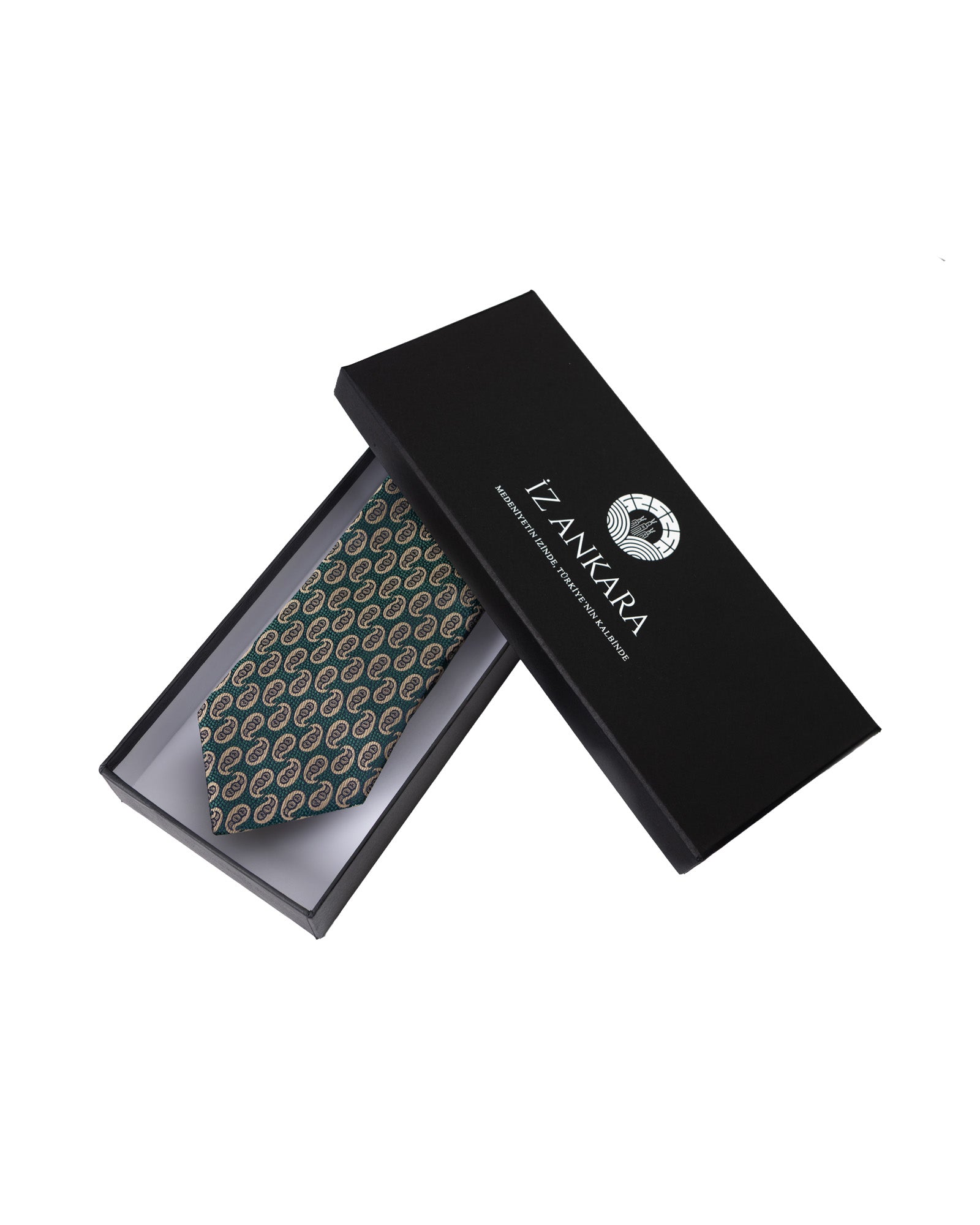 Shawl Pattern Silk Tie | Beige - Green