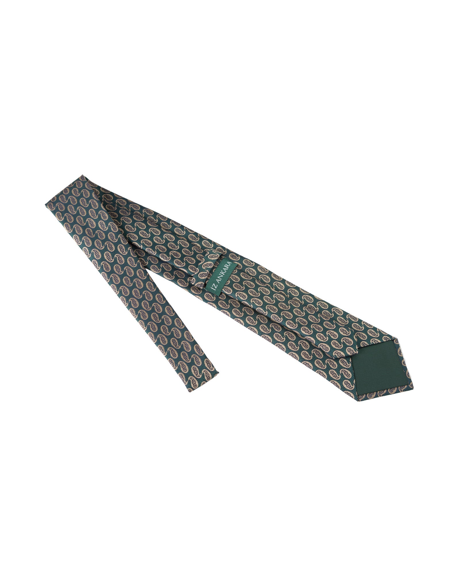 Shawl Pattern Silk Tie | Beige - Green