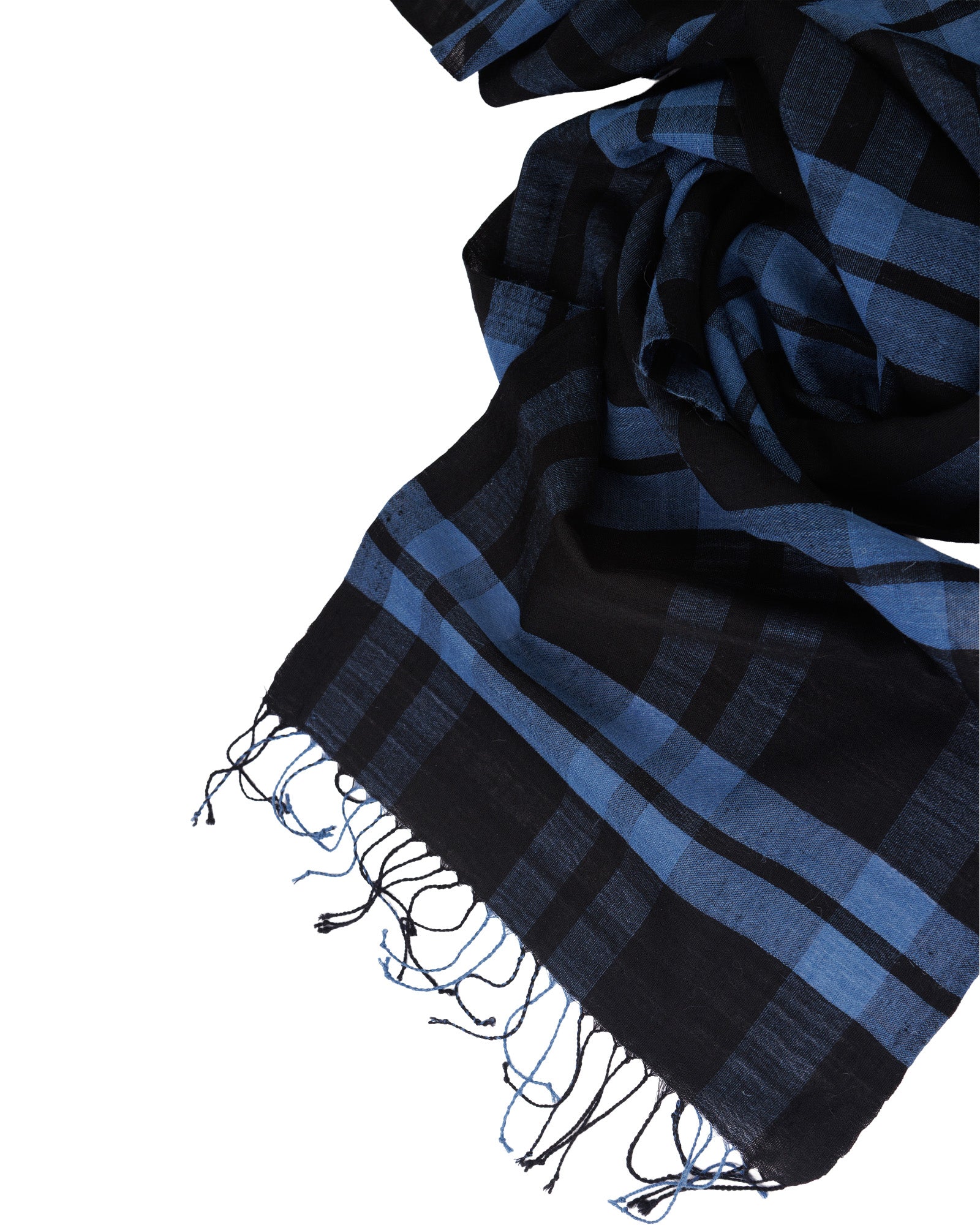 Mavi Ekoseli Sof Dokuma Şal -  355 248