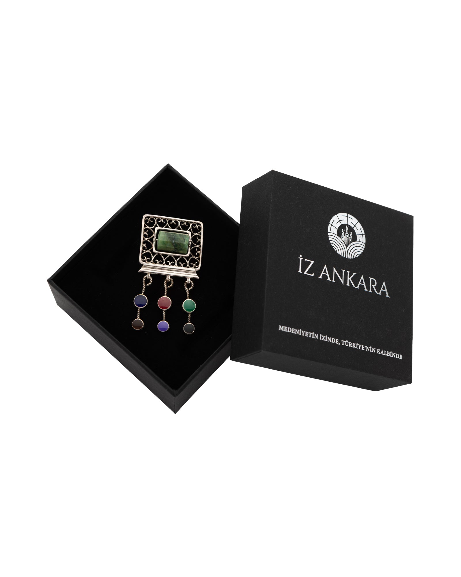 Green Rectangular Stone Brooch - 2100 2434