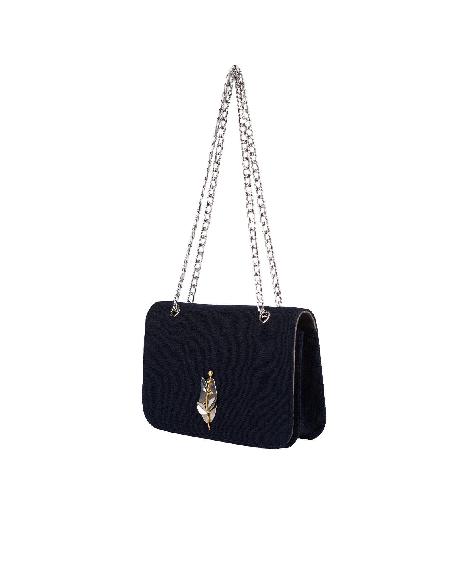 Black Sof Woven Bag with Olive Branch Detail - izankara