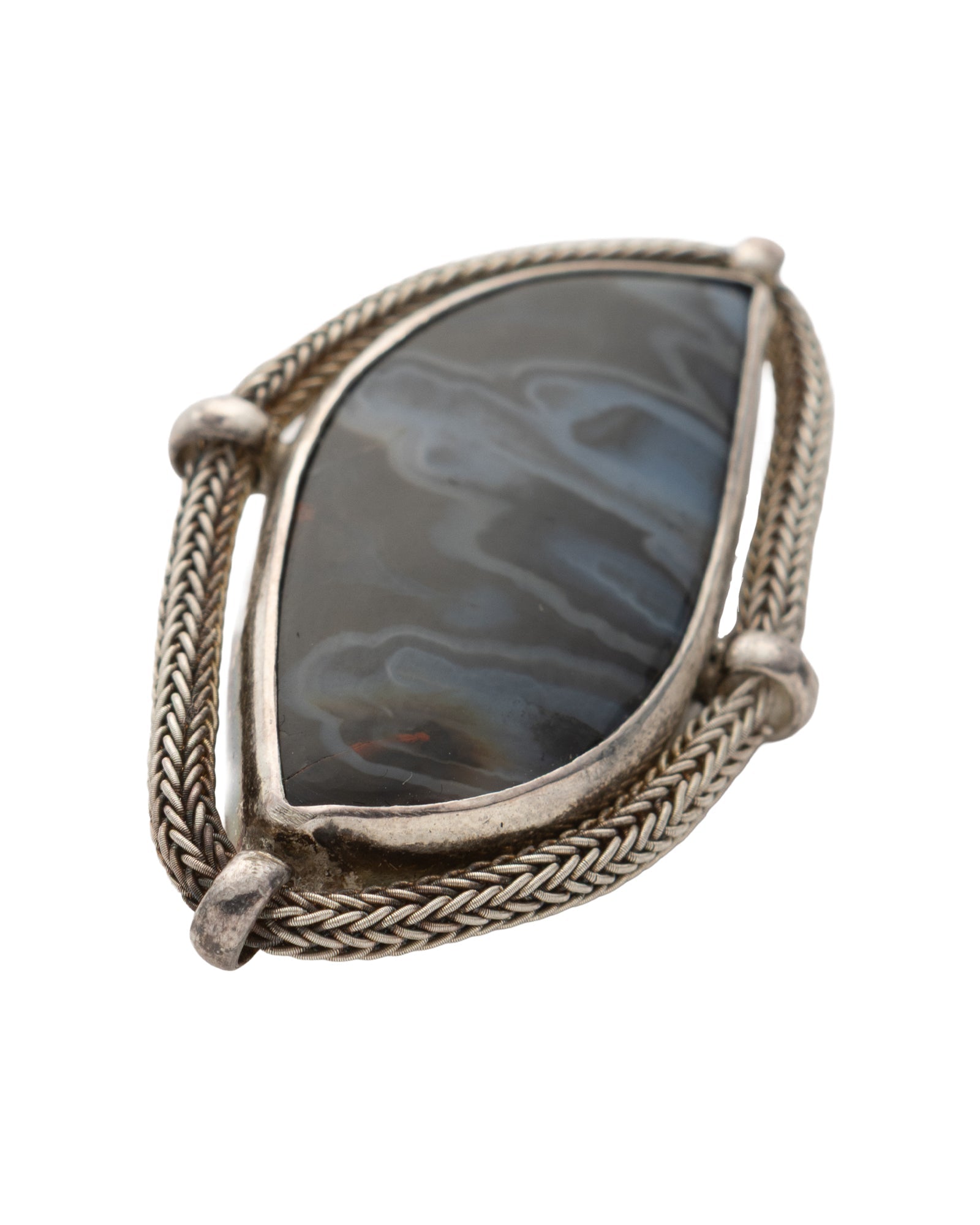 Black - White Abstract Shaped Agate Brooch - 2100 7194 - izankara