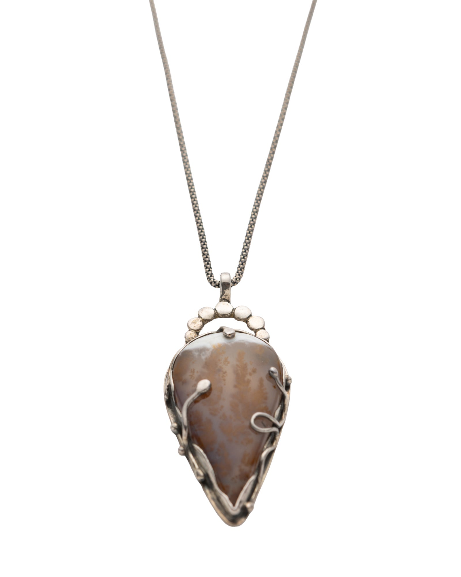 Brown - Gray Irregular Shaped Agate Necklace - 2101 3157 - izankara