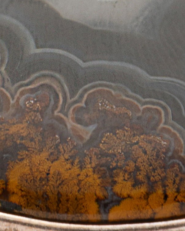 Brown - Grey Crescent and Round Agate Stone Necklace - 2100 7538 - izankara