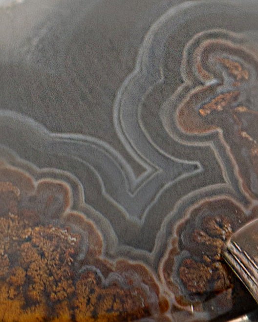 Brown - Grey Crescent and Round Agate Stone Necklace - 2100 7538 - izankara