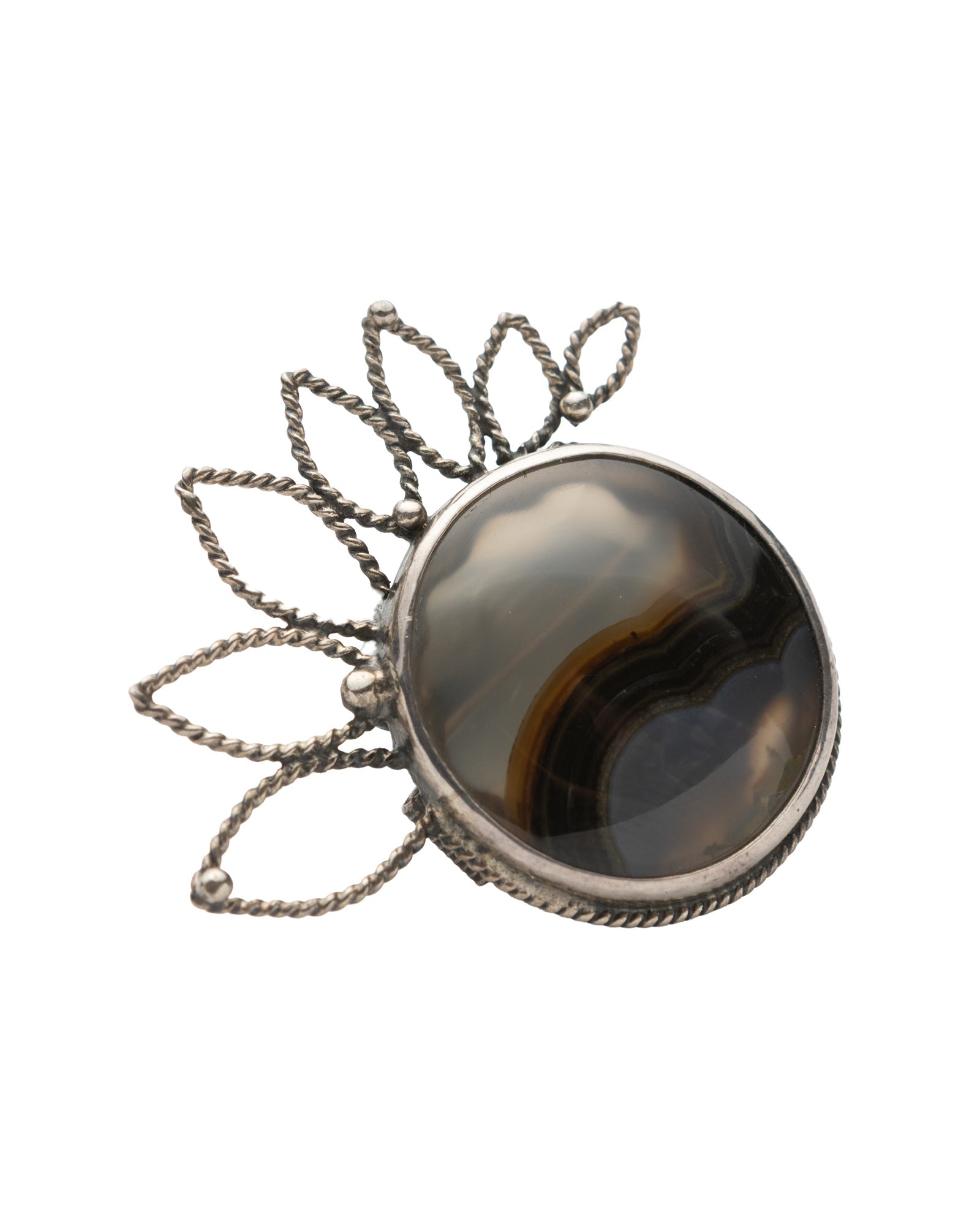 Brown Oval Shaped Agate Brooch - 2101 2938 - izankara