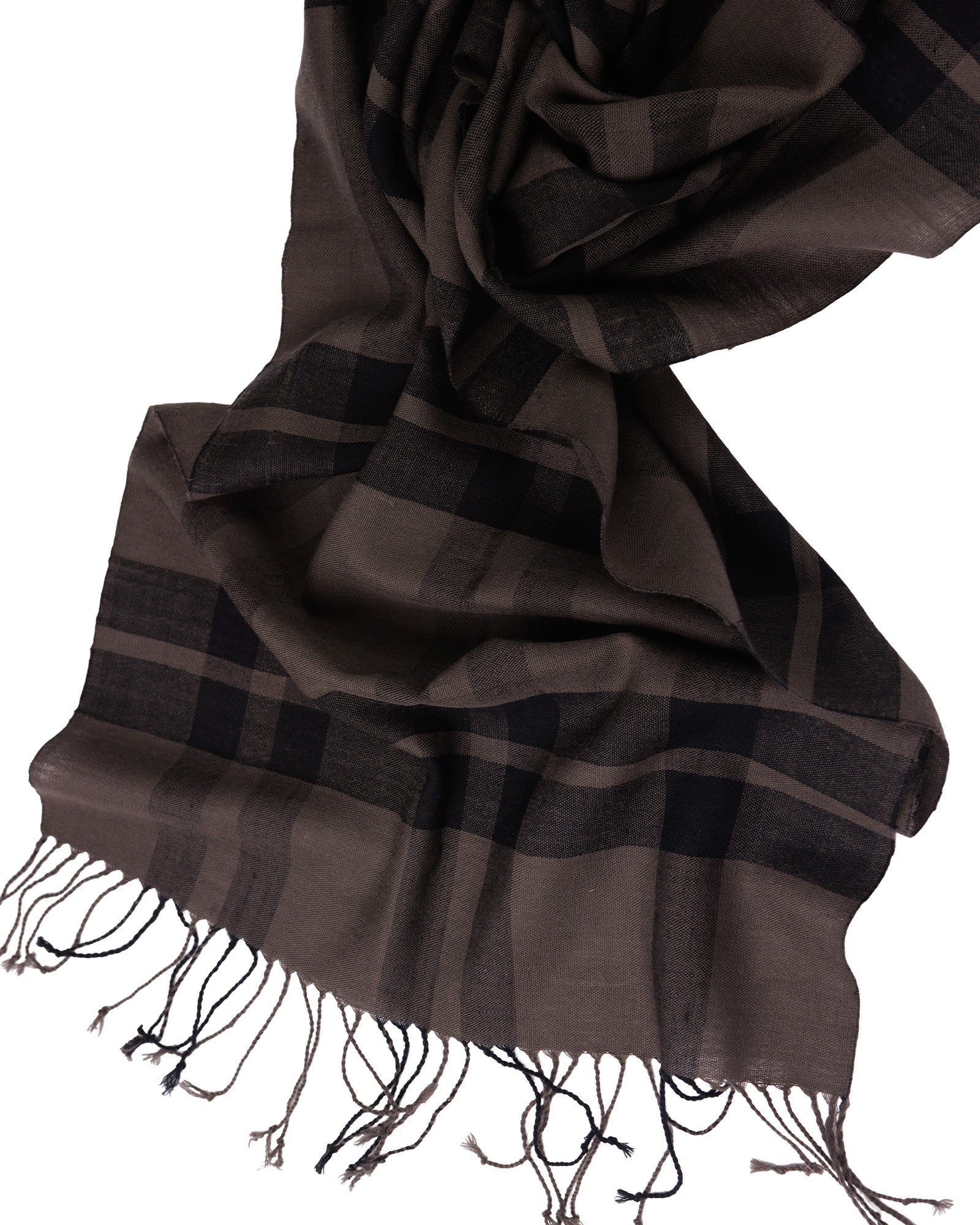 Brown Plaid Sof Woven Shawl - 353 248 - izankara