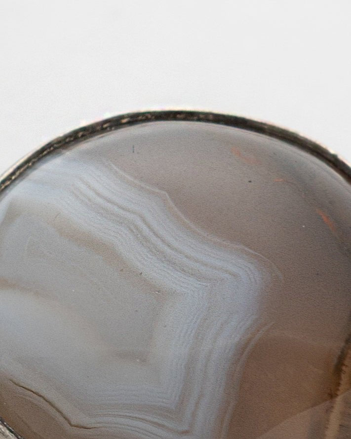 Brown - White Patterned Agate Stone Bracelet and Brooch Set - 2100 7248 - izankara