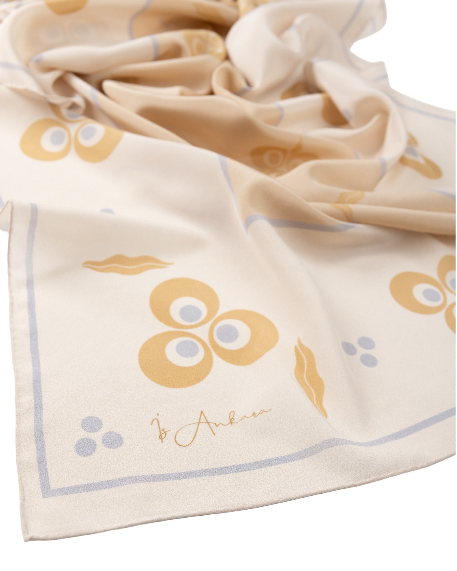 Çintemani Patterned Silk Shawl | Gold - Beige - izankara