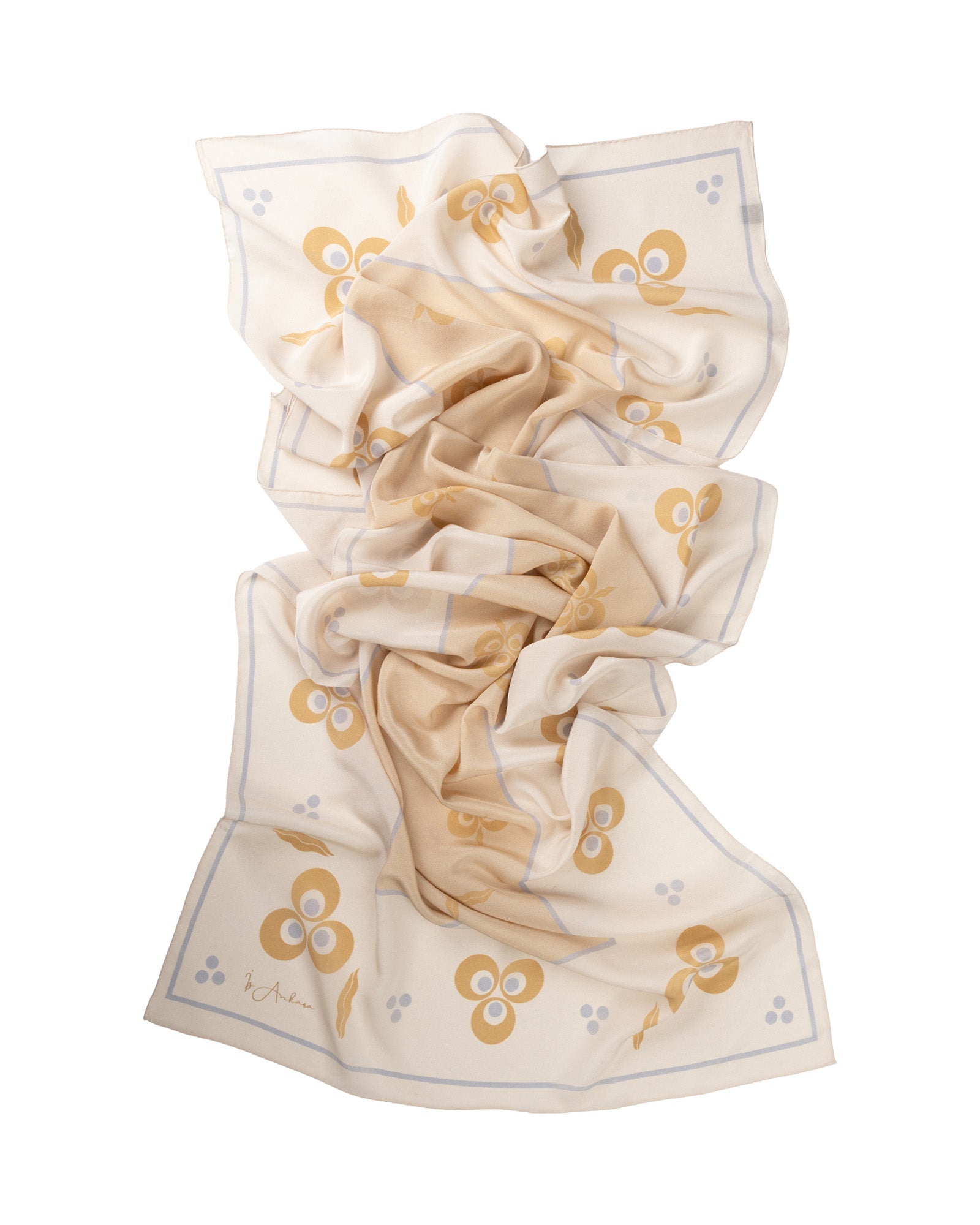 Çintemani Patterned Silk Shawl | Gold - Beige - izankara